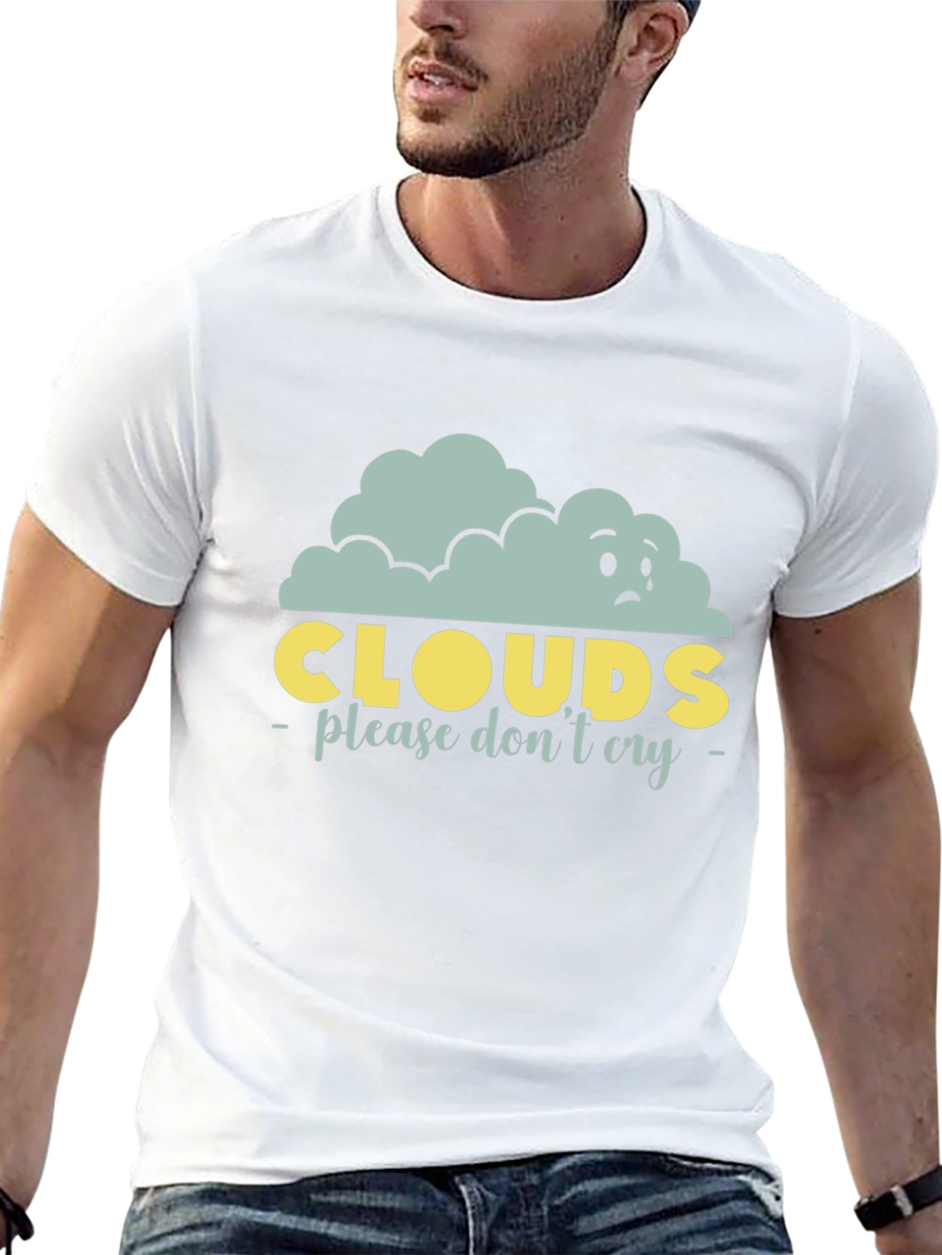 Sad Clouds Graphic T-Shirt - Unisex Black Tee