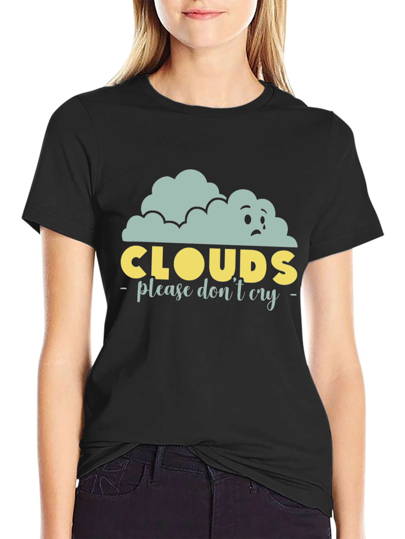Sad Clouds Graphic T-Shirt - Unisex Black Tee