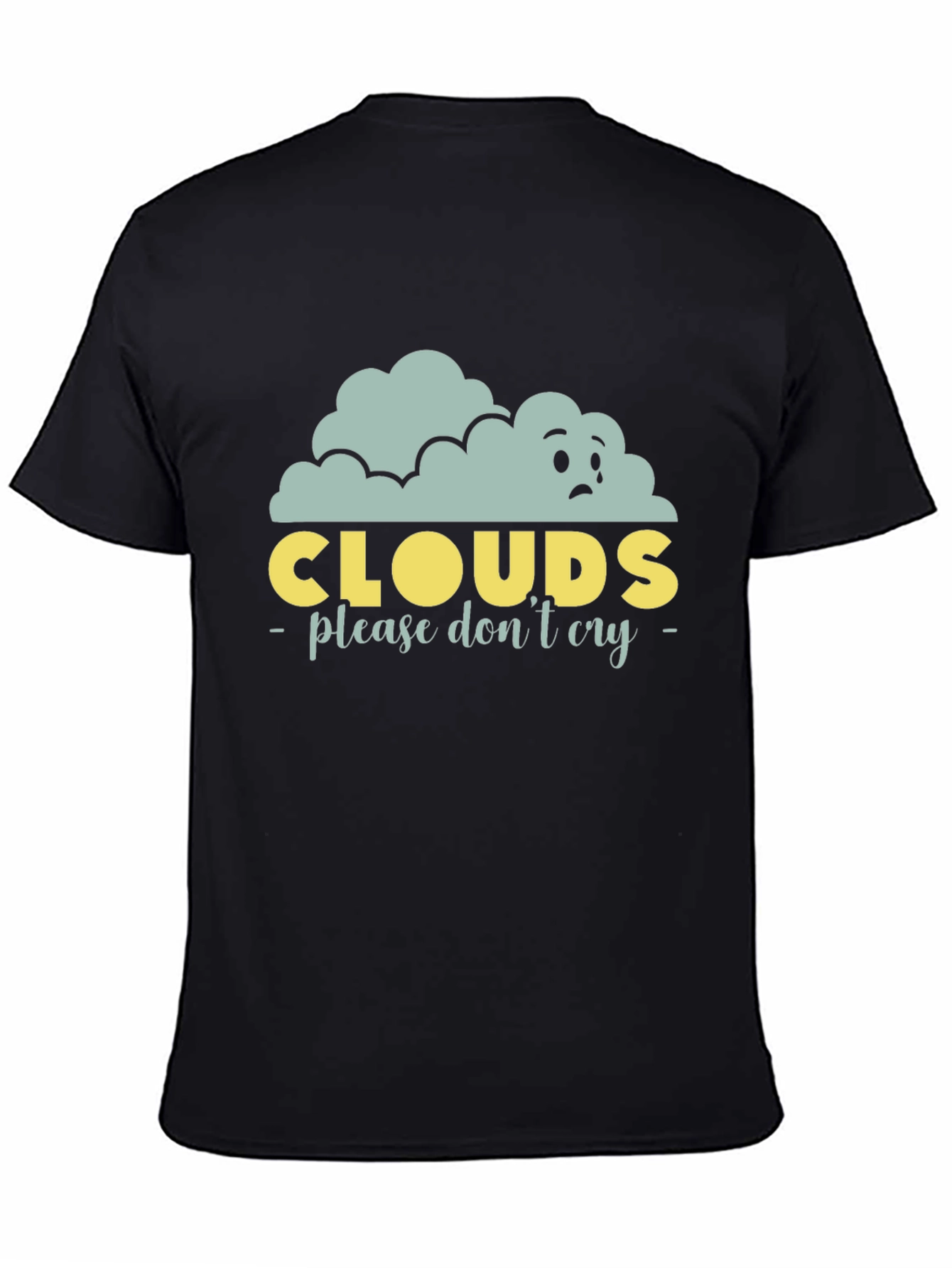 Sad Clouds Graphic T-Shirt - Unisex Black Tee