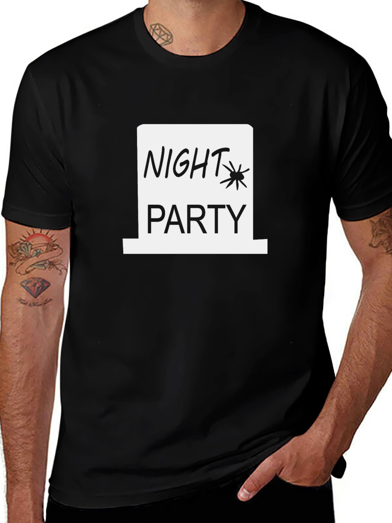 Night Party Spider Graphic Tee - Black