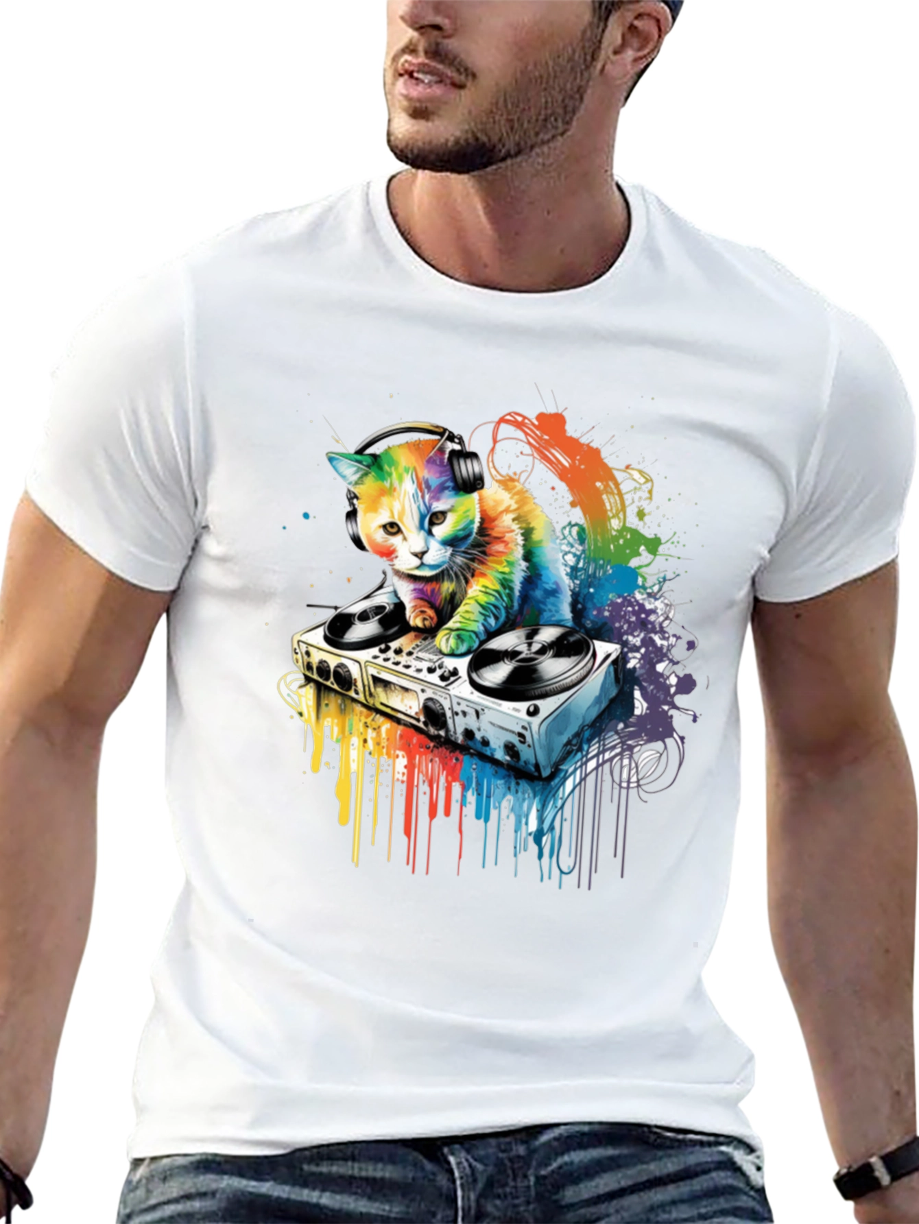 DJ Cat Graphic T-Shirt