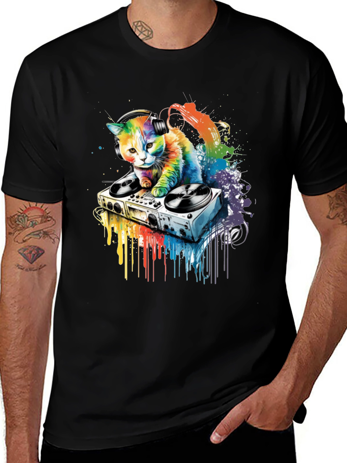 DJ Cat Graphic T-Shirt