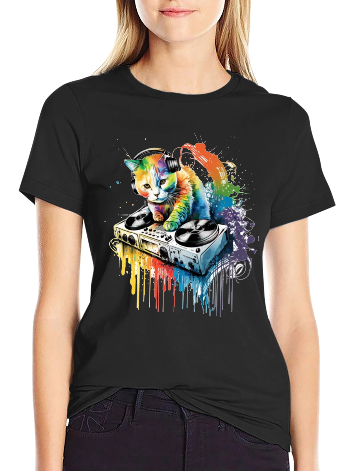 DJ Cat Graphic T-Shirt