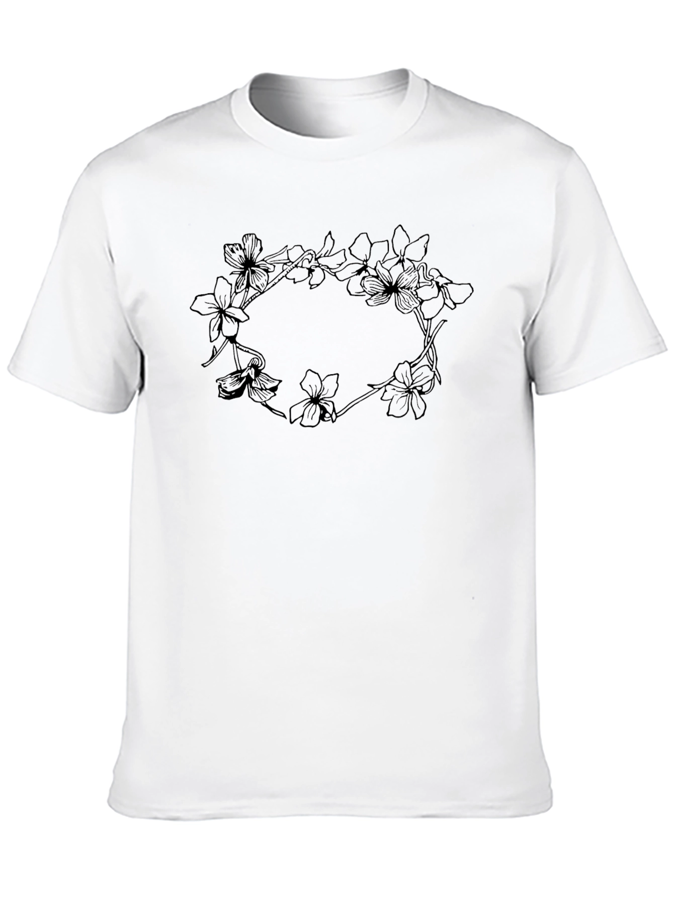 Floral Wreath Graphic Tee - Classic Black
