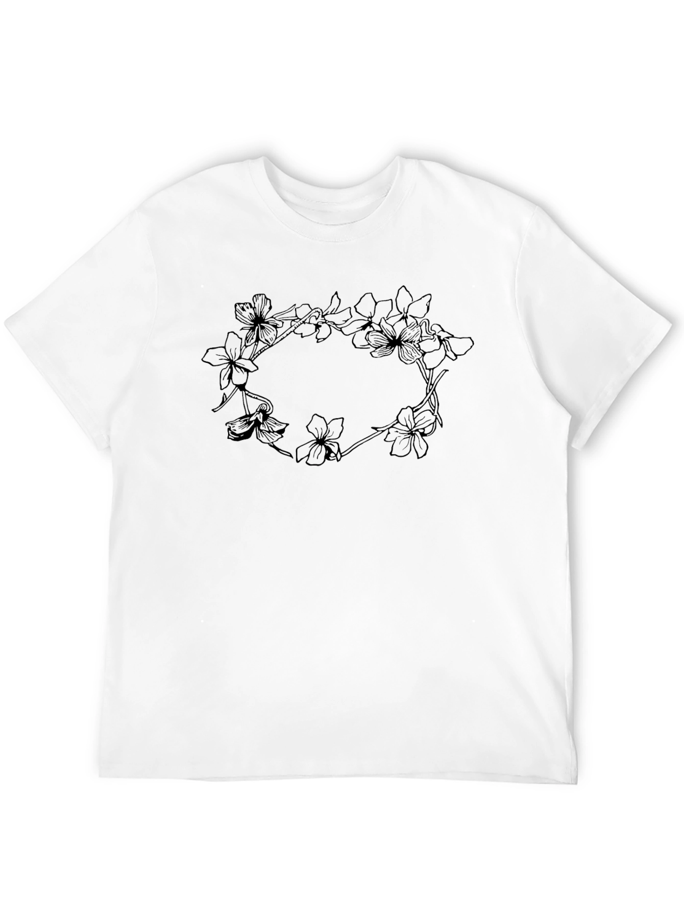 Floral Wreath Graphic Tee - Classic Black