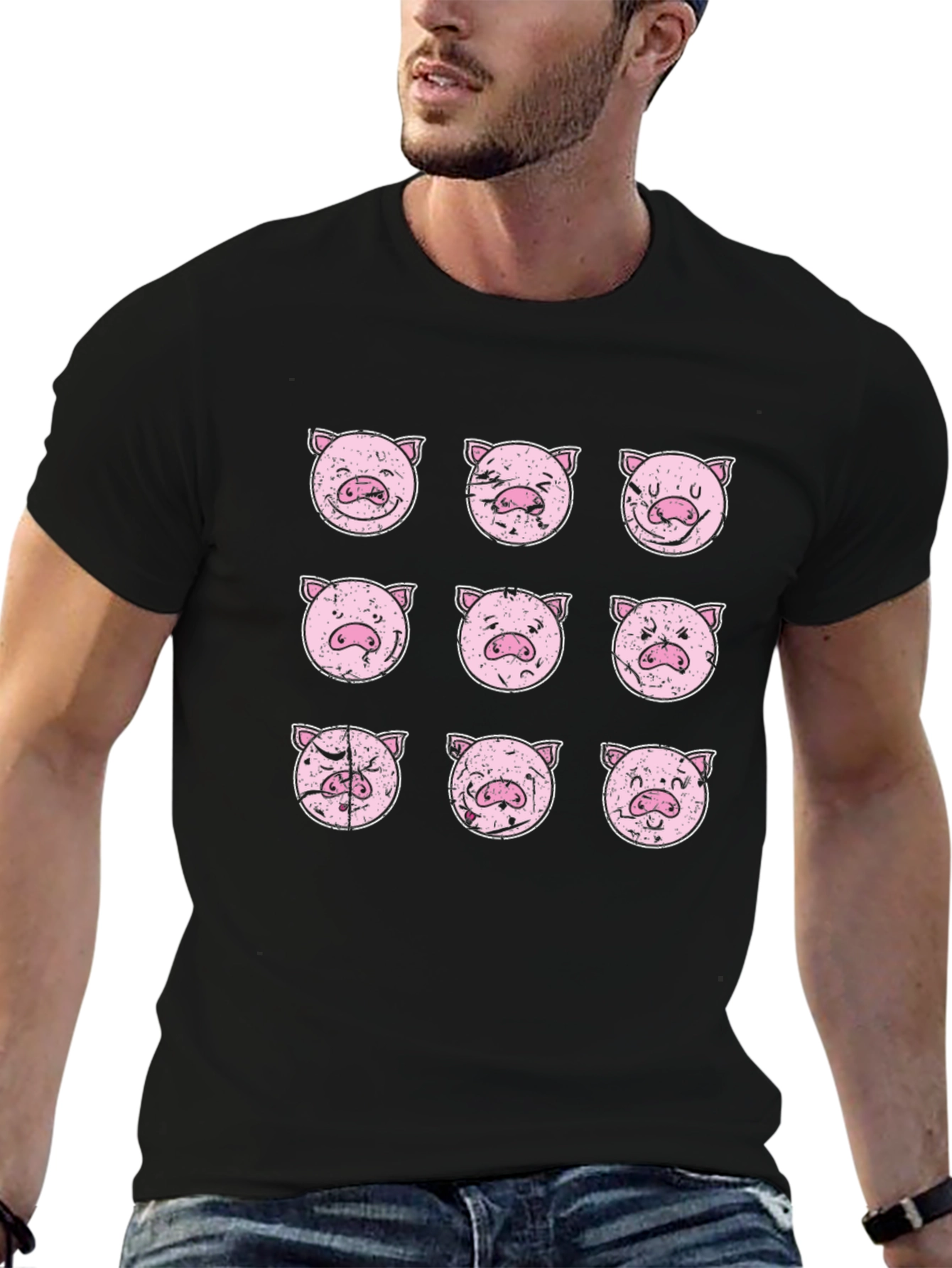 Expression Pig T-Shirt - Black Graphic Tee