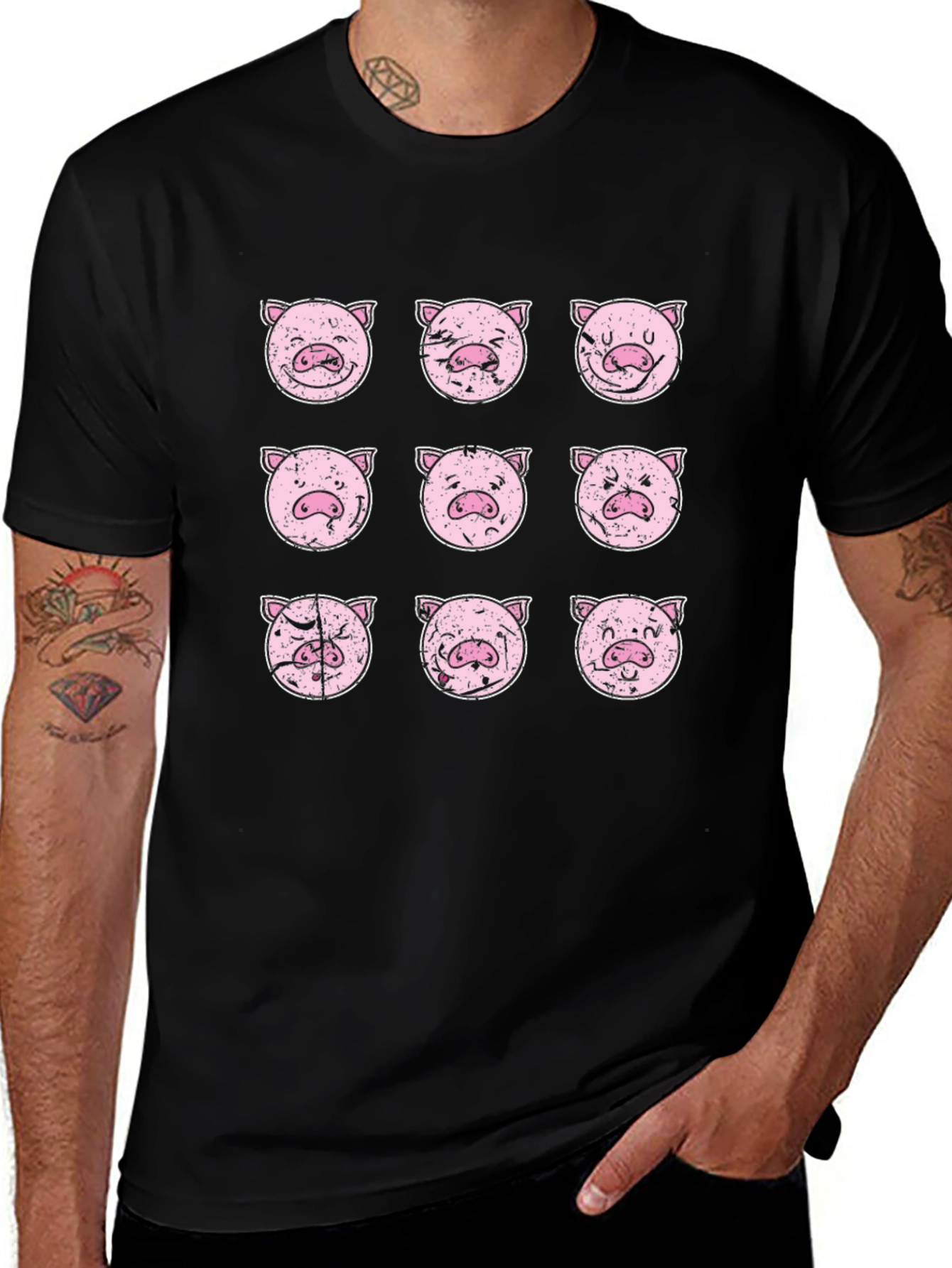 Expression Pig T-Shirt - Black Graphic Tee