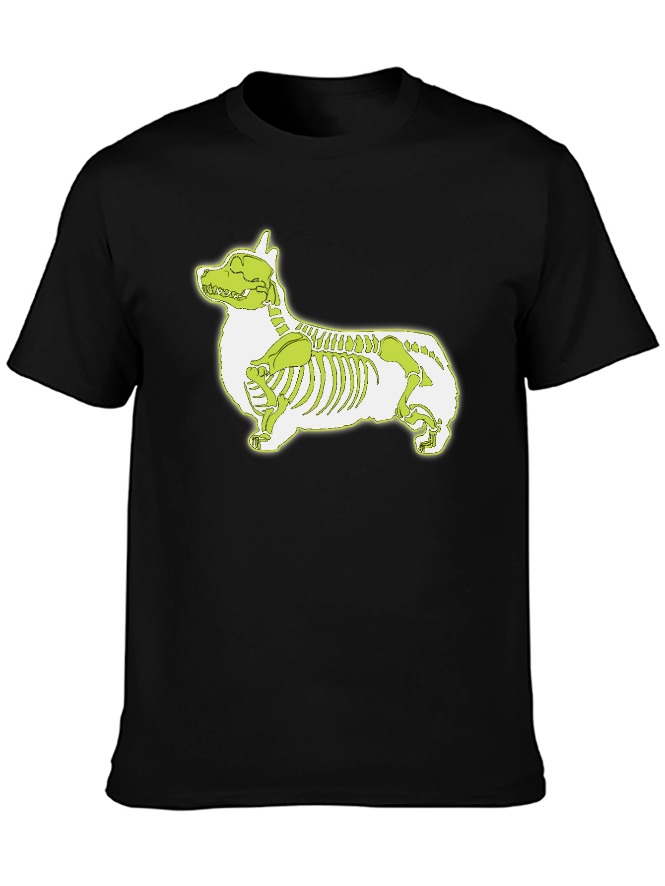 Corgi Skeleton Graphic Black T-Shirt