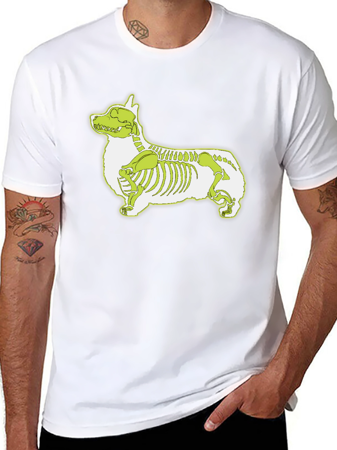 Corgi Skeleton Graphic Black T-Shirt