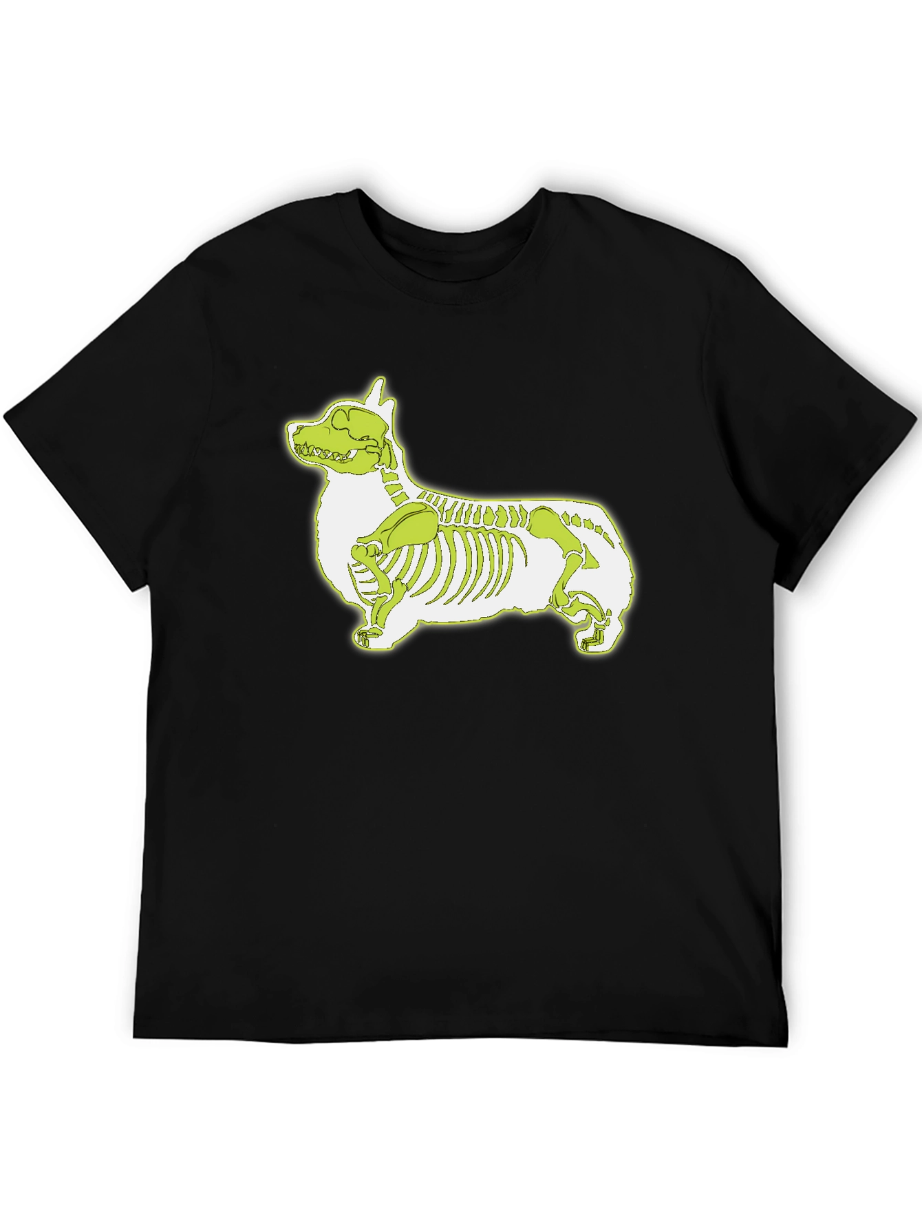 Corgi Skeleton Graphic Black T-Shirt