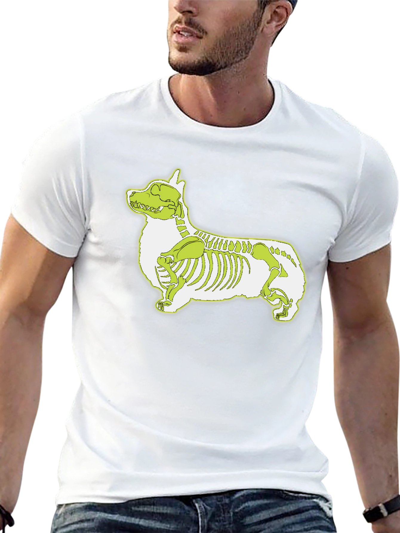 Corgi Skeleton Graphic Black T-Shirt
