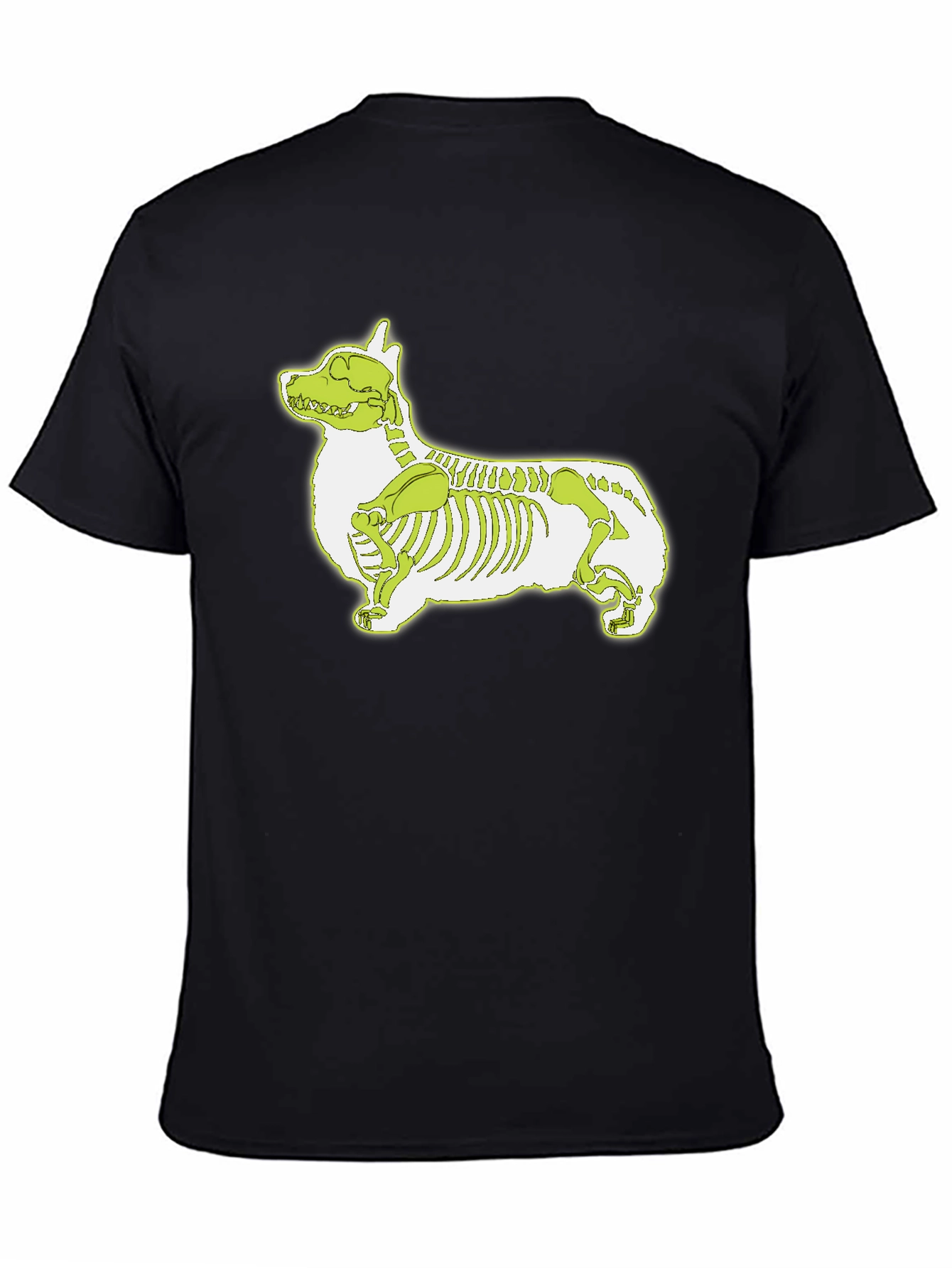 Corgi Skeleton Graphic Black T-Shirt