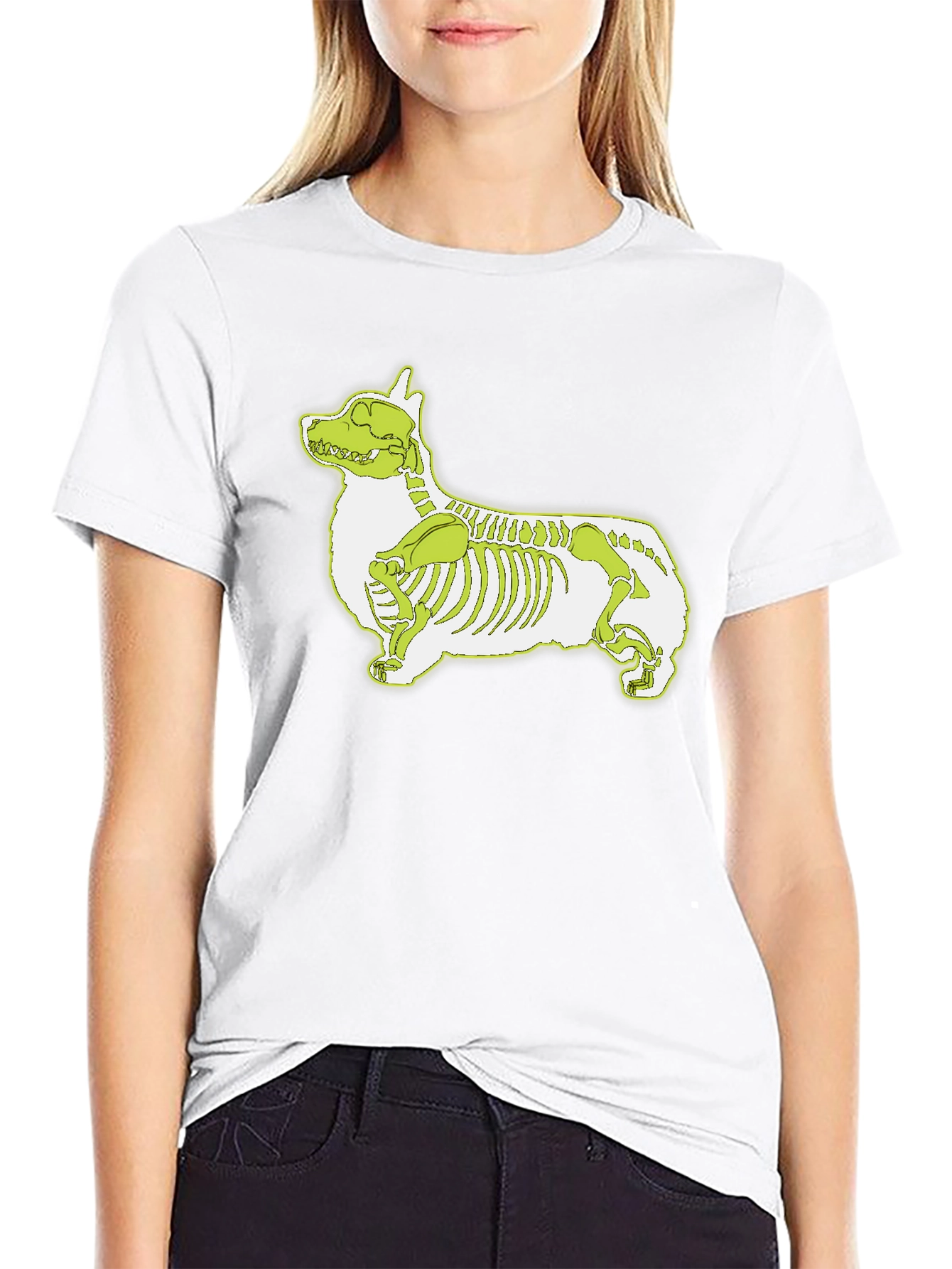 Corgi Skeleton Graphic Black T-Shirt