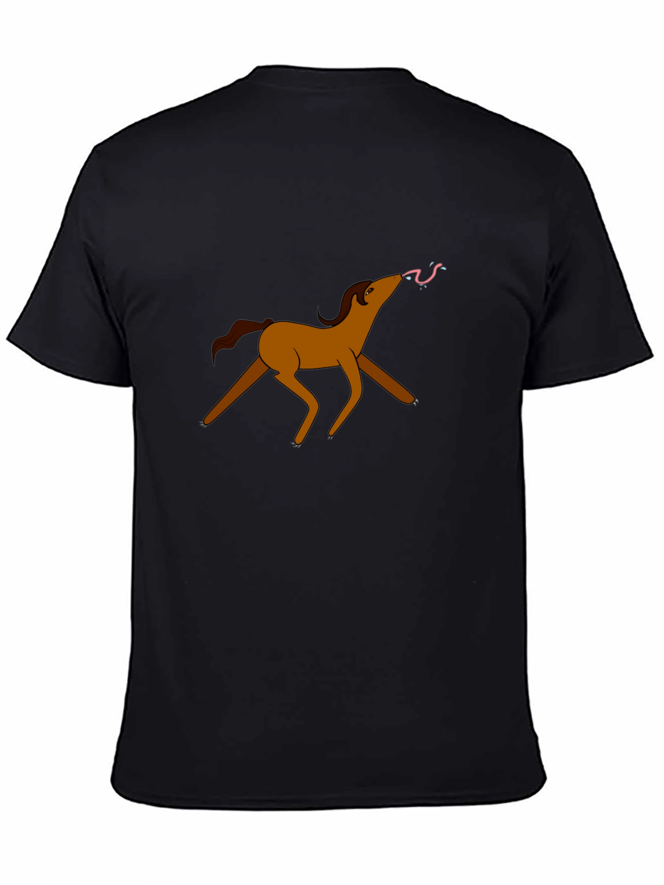 Funny Cartoon Horse T-Shirt - Black Cotton Tee