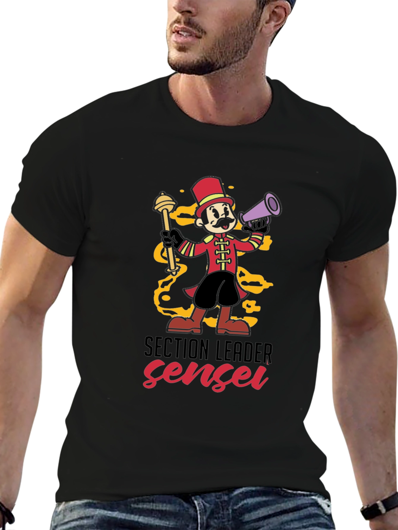 Section Leader Sensei T-Shirt - Cartoon Band Leader Tee