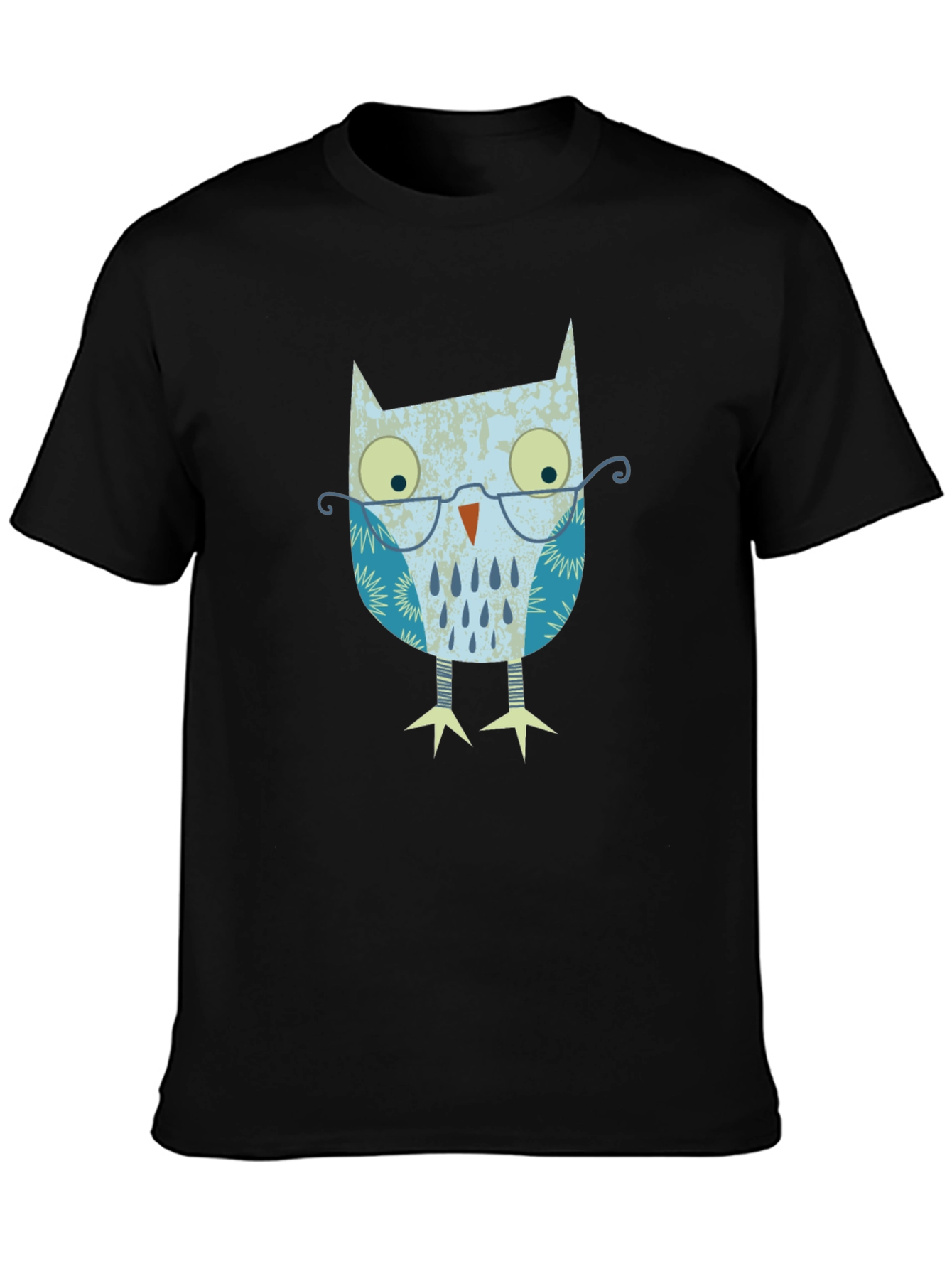 Owl With Glasses Graphic Print T-Shirt