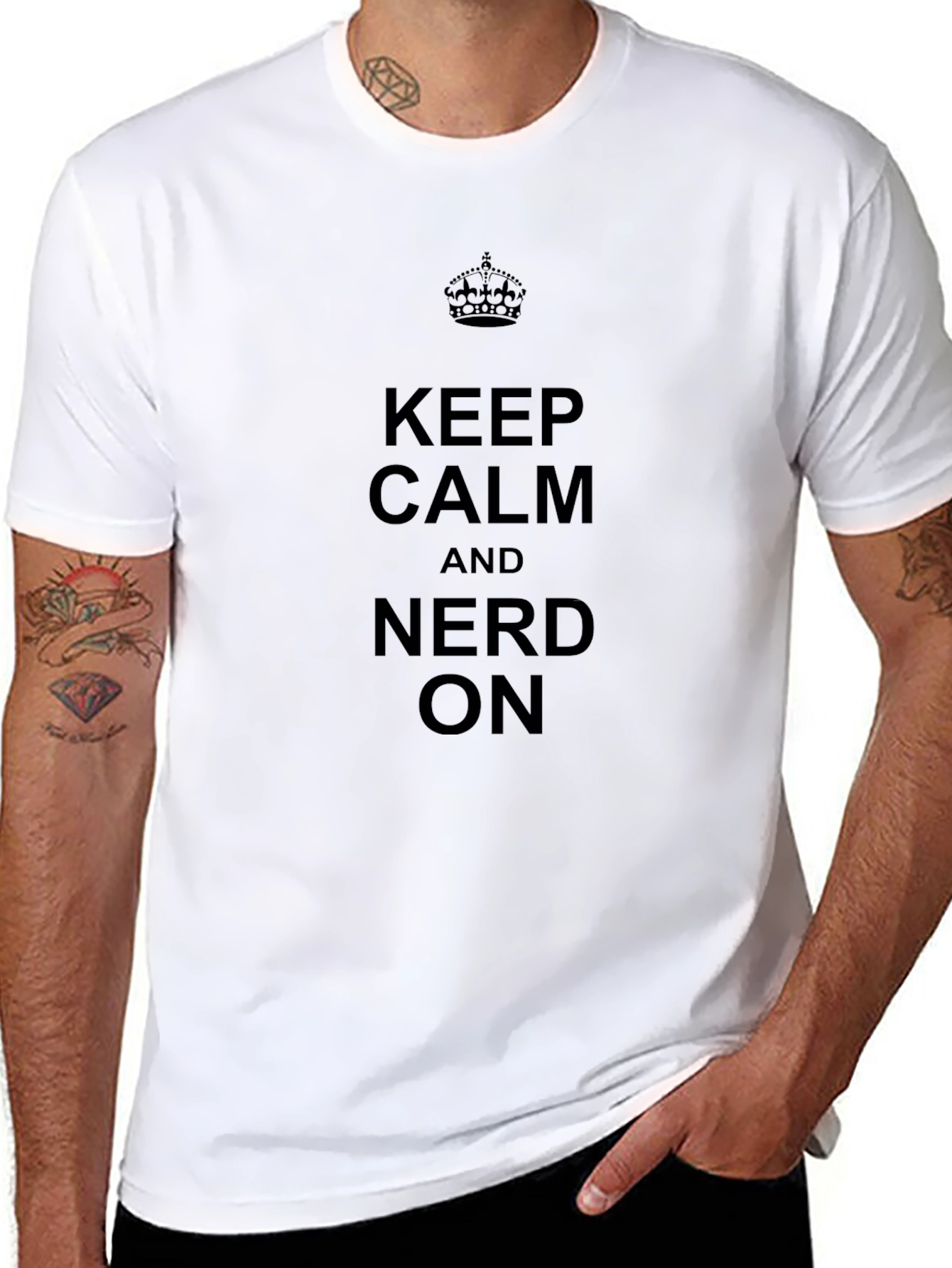 Keep Calm and Nerd On Black T-Shirt