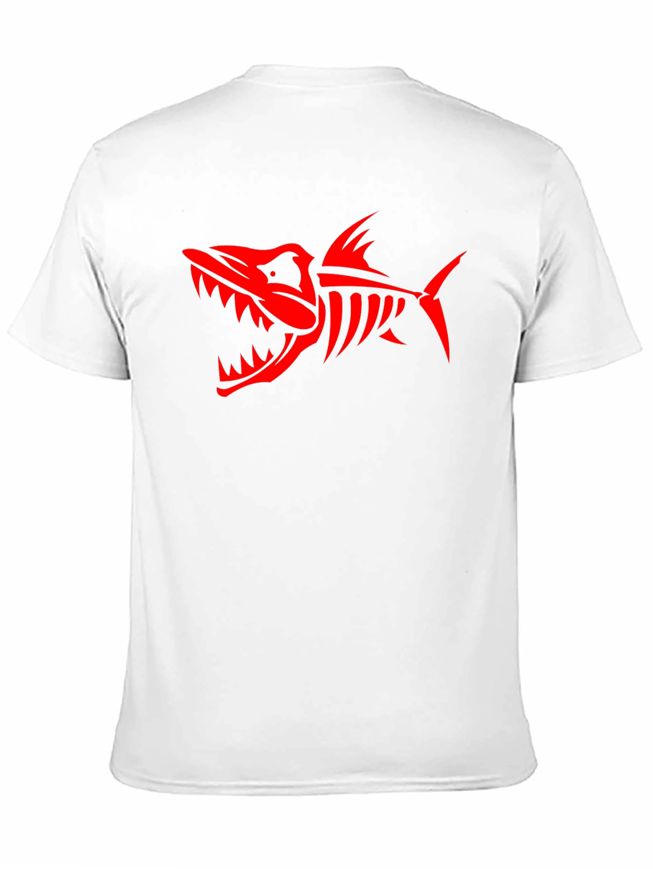 Mens Black T-Shirt with Red Shark Skeleton Design