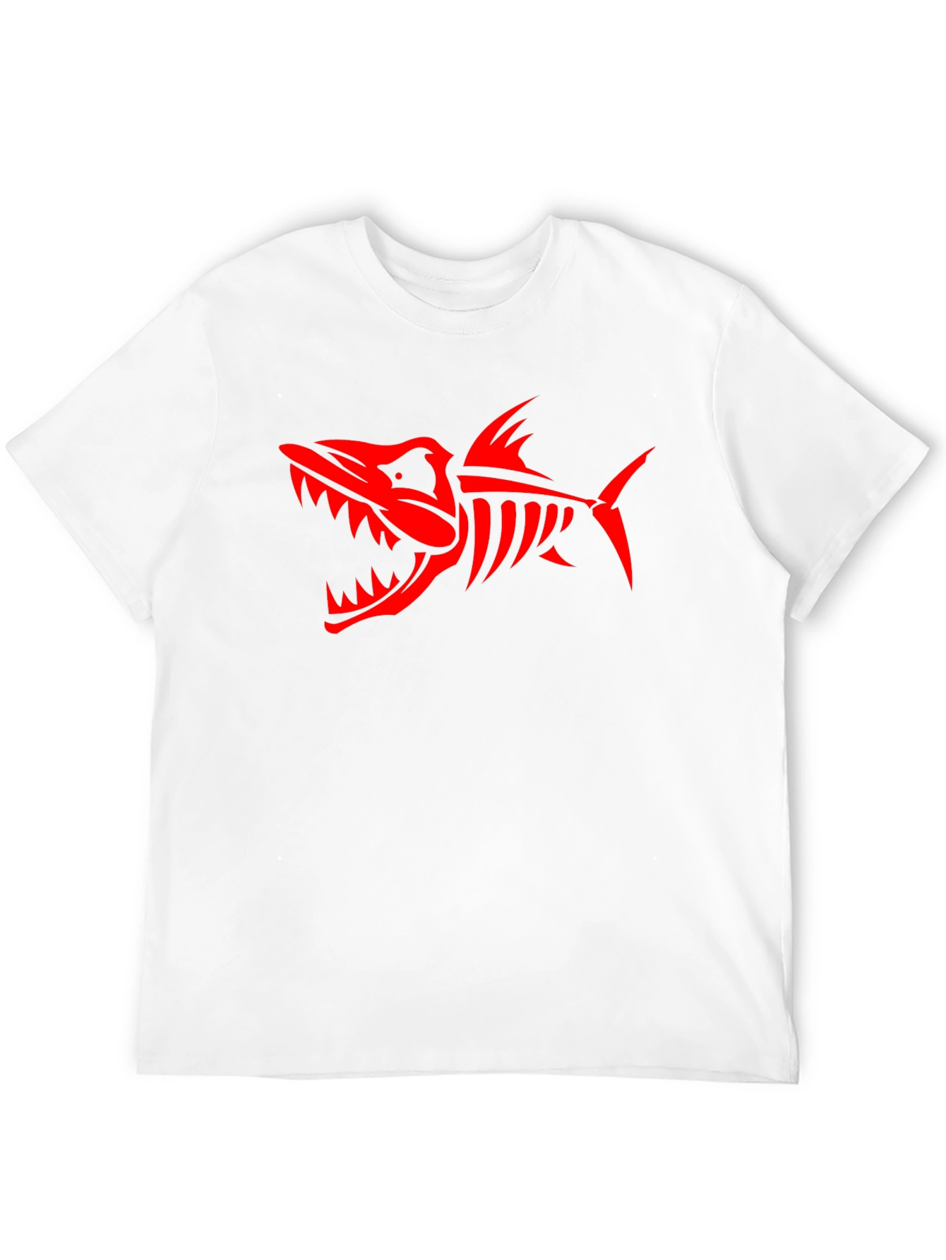 Mens Black T-Shirt with Red Shark Skeleton Design