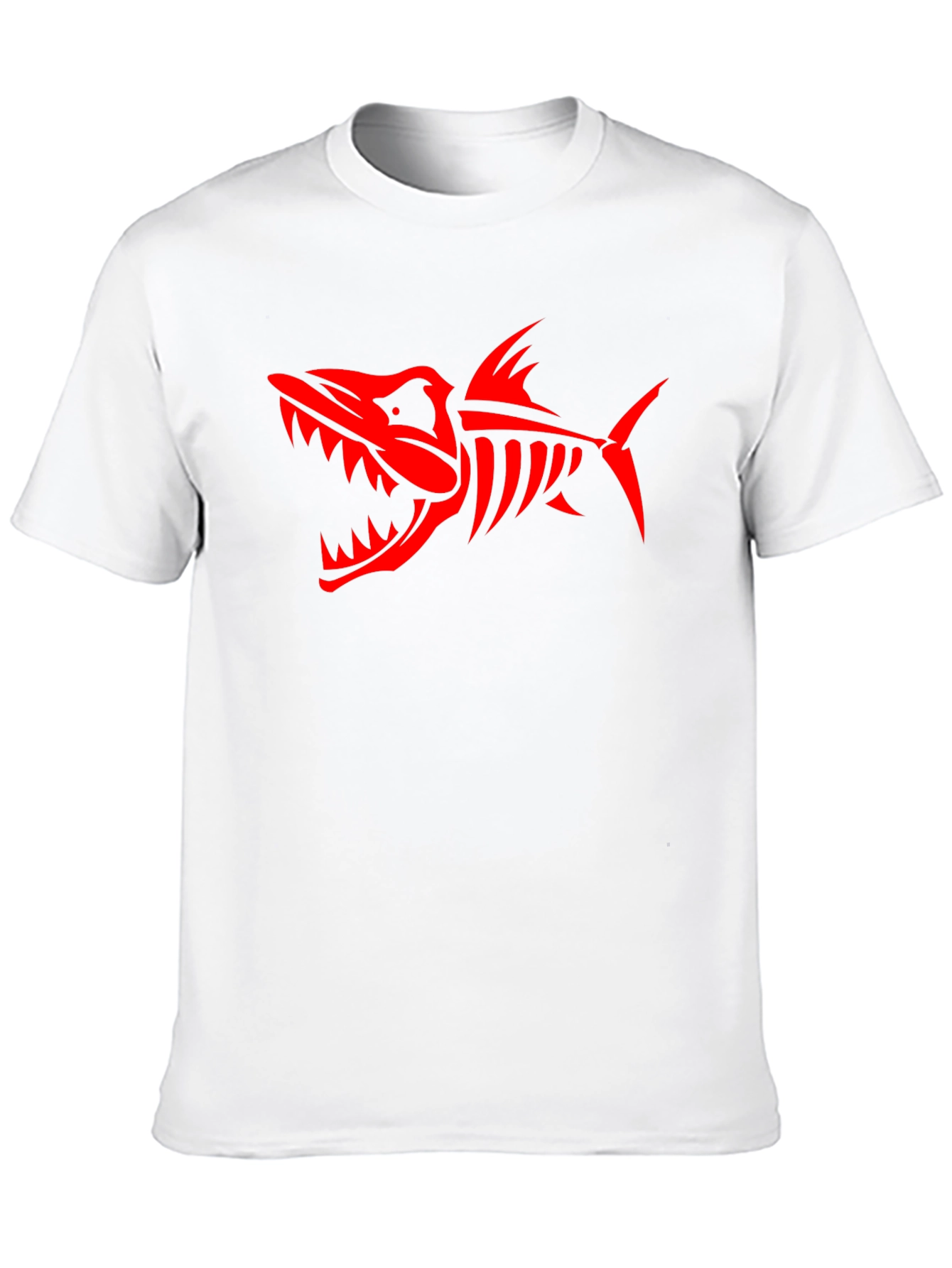 Mens Black T-Shirt with Red Shark Skeleton Design
