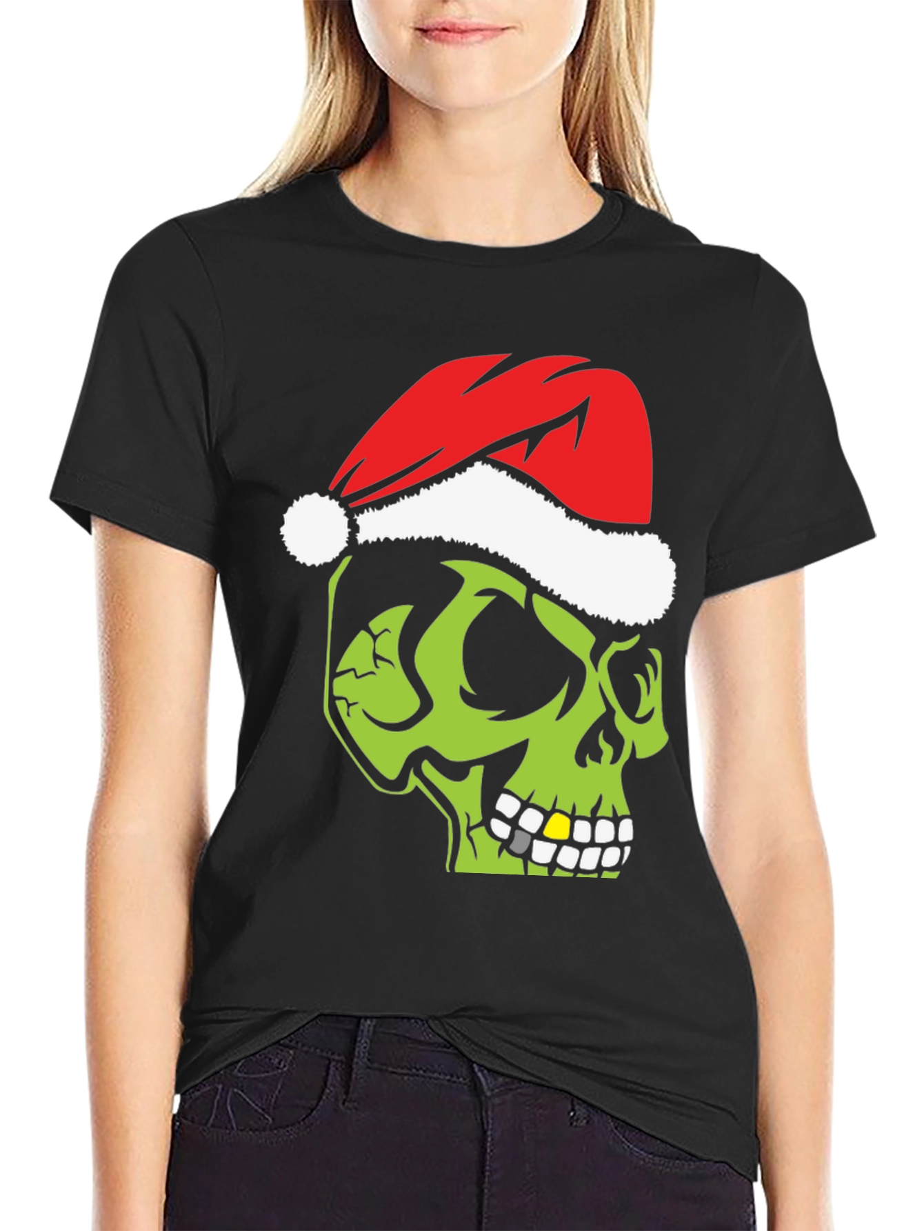 Grinch Skull Christmas T-Shirt - Holiday Humor