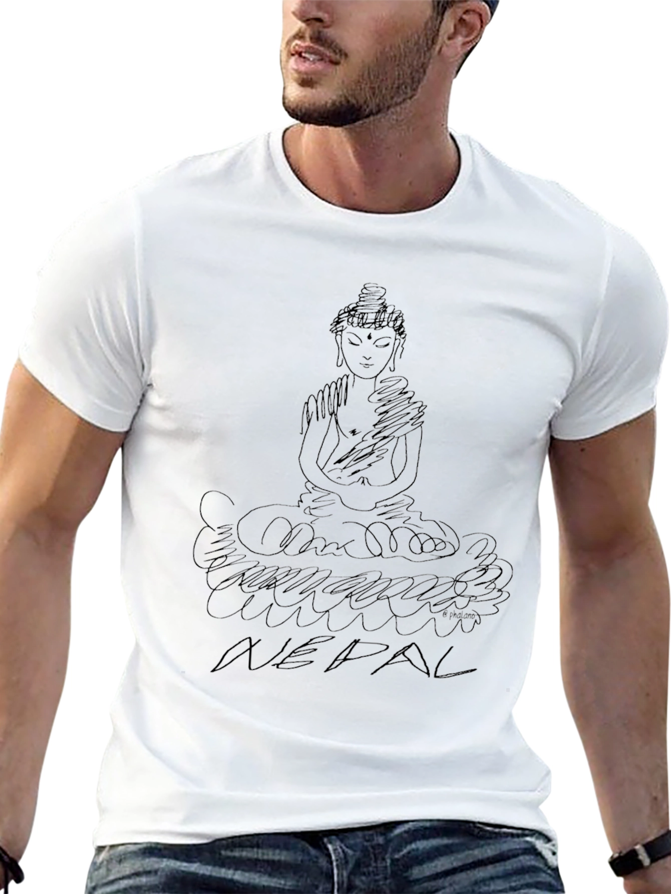 Nepal Buddha Graphic Tee - Black