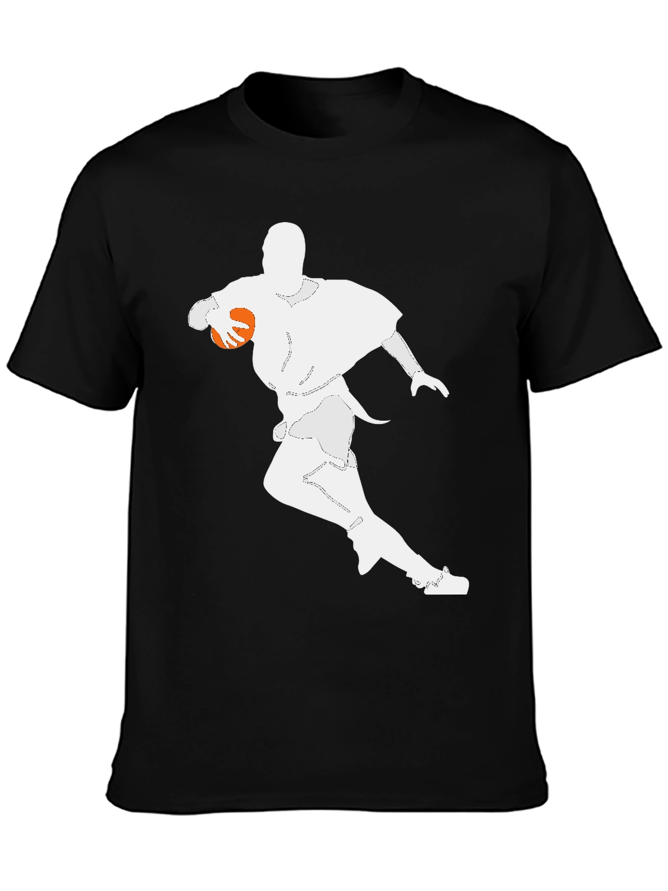 Football Player Graphic Tee - Black Cotton T-Shirt