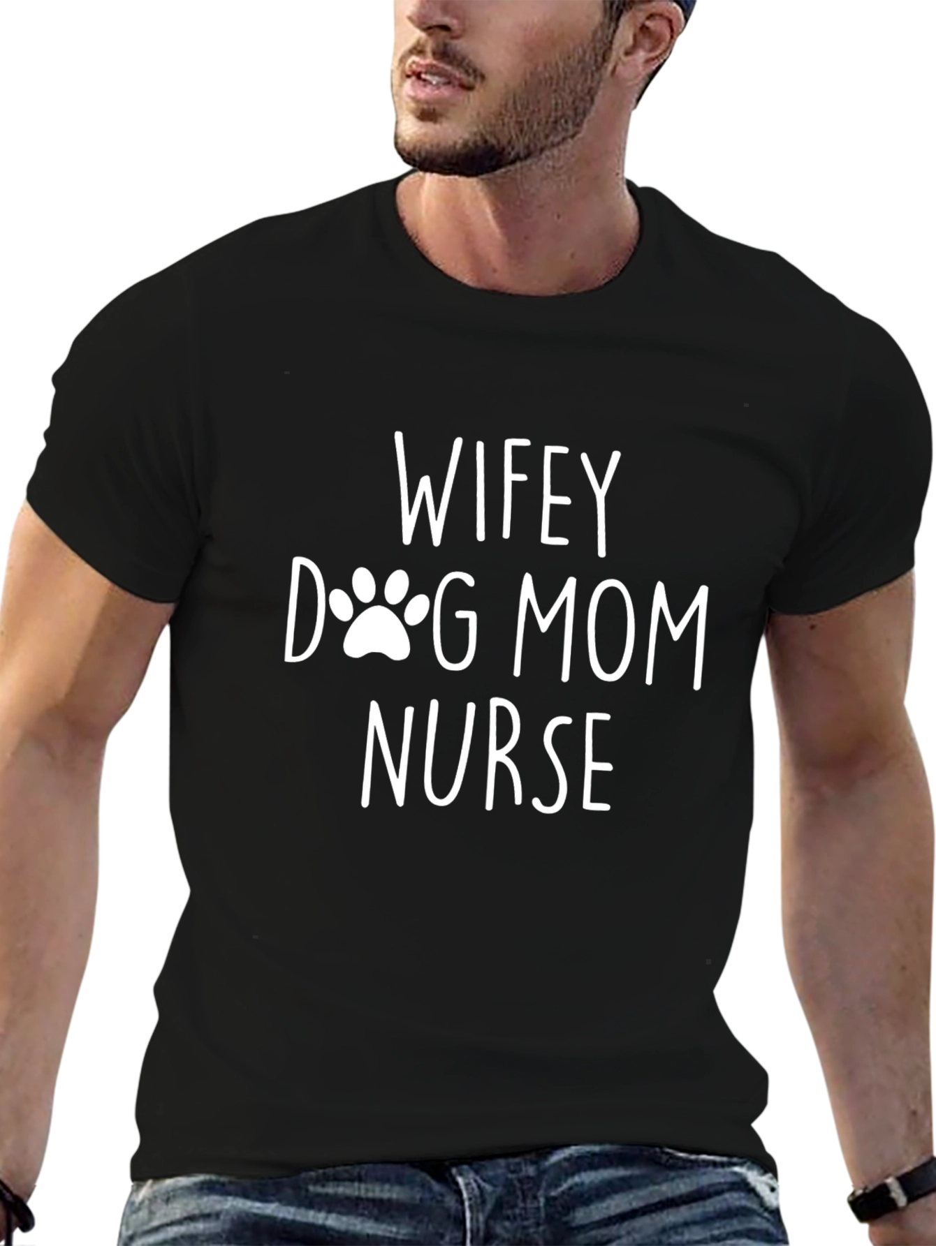 Wifey Dog Mom Nurse Black T-Shirt
