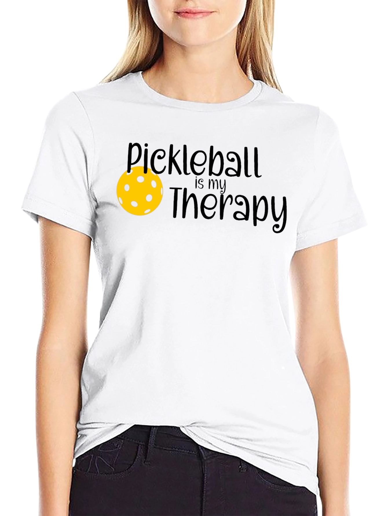 Pickleball Therapy T-Shirt - Black Graphic Tee