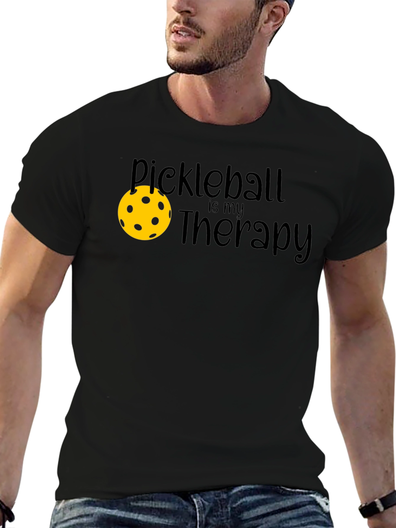 Pickleball Therapy T-Shirt - Black Graphic Tee