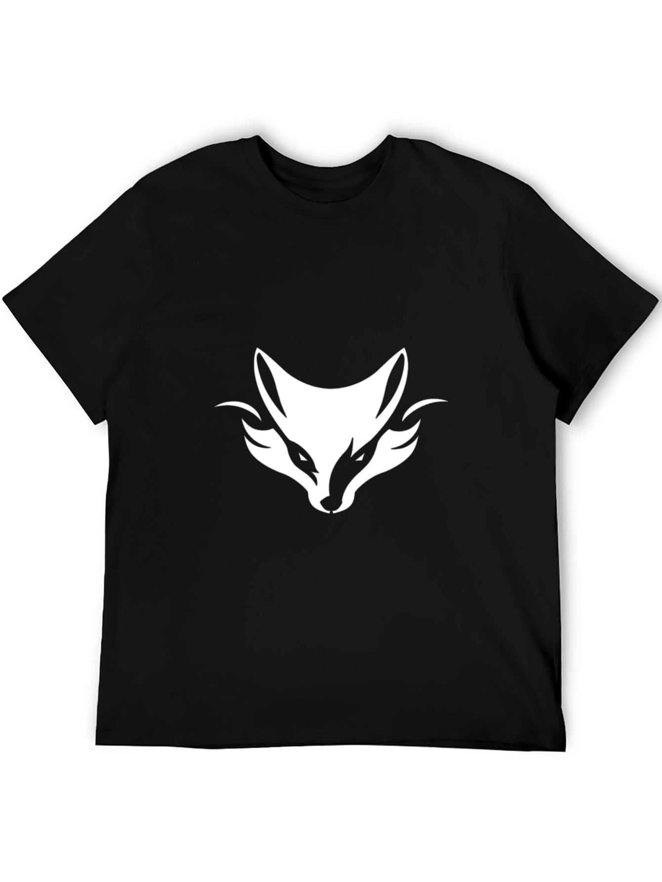 Black T-Shirt with White Fox Head Graphic