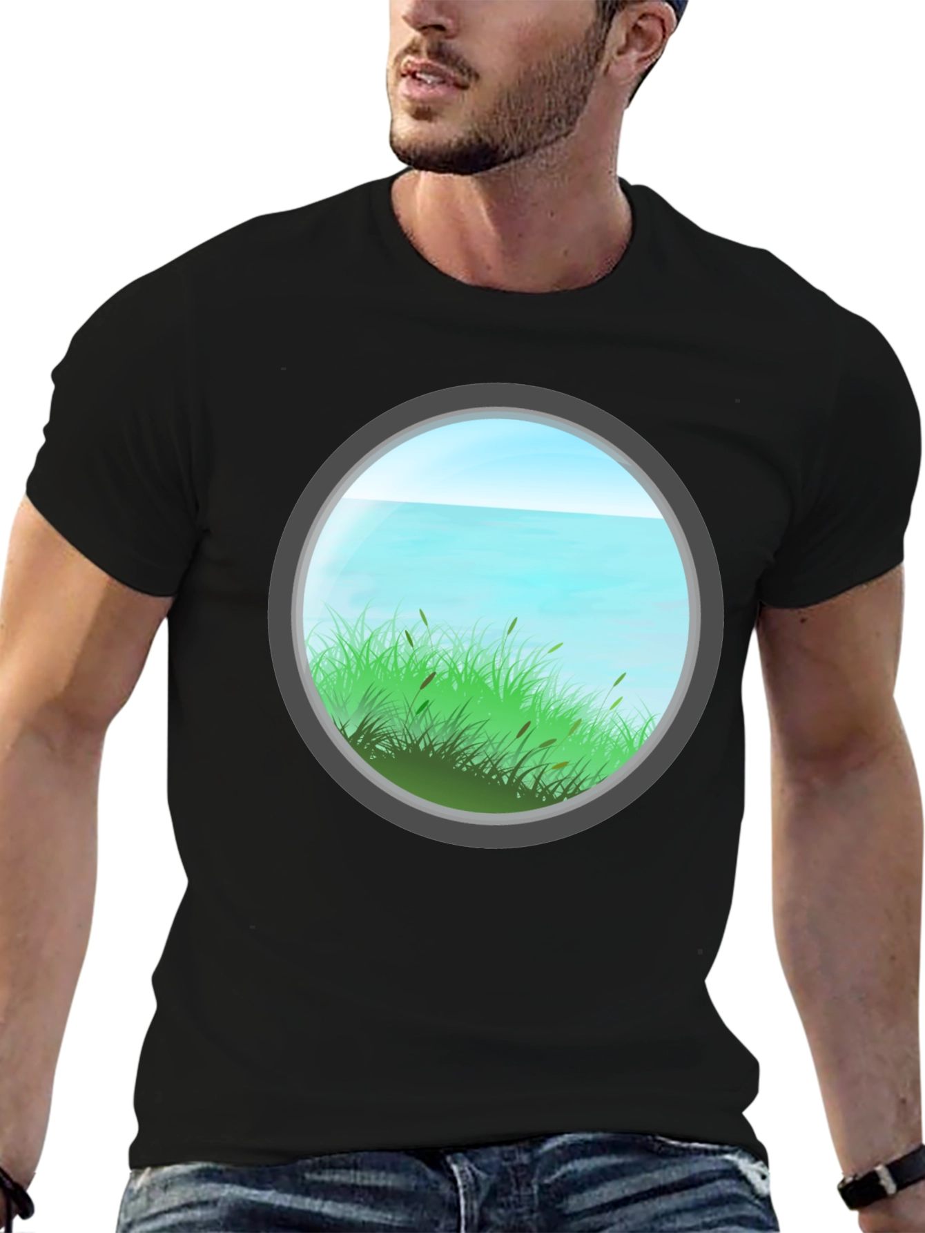 Nature View Graphic Tee - Black Cotton Blend