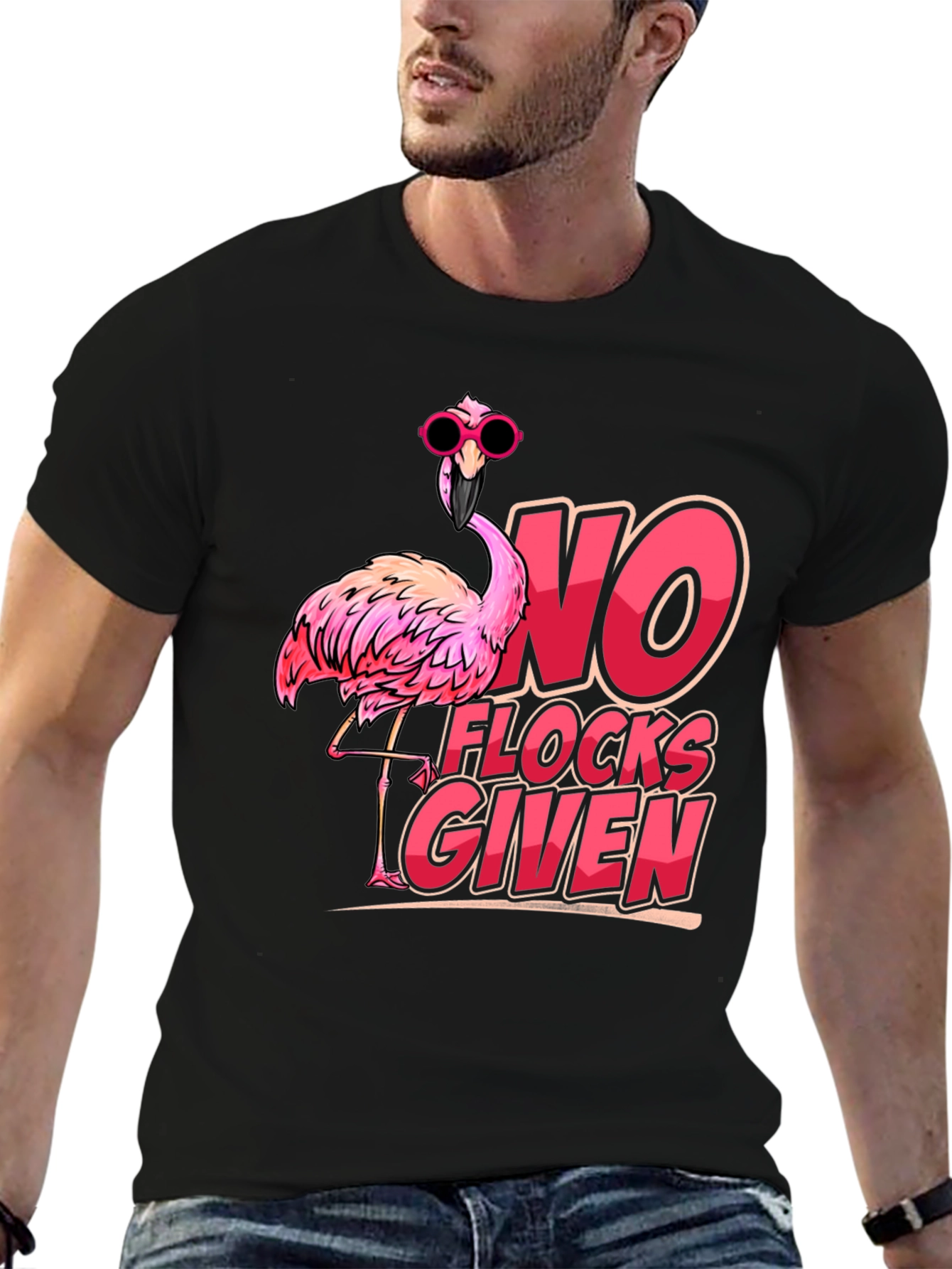 Funny Flamingo T-Shirt - No Flocks Given