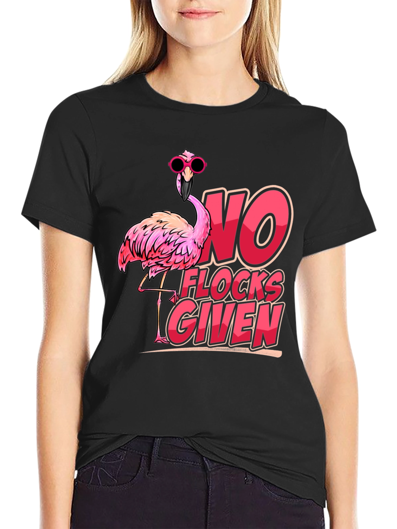 Funny Flamingo T-Shirt - No Flocks Given