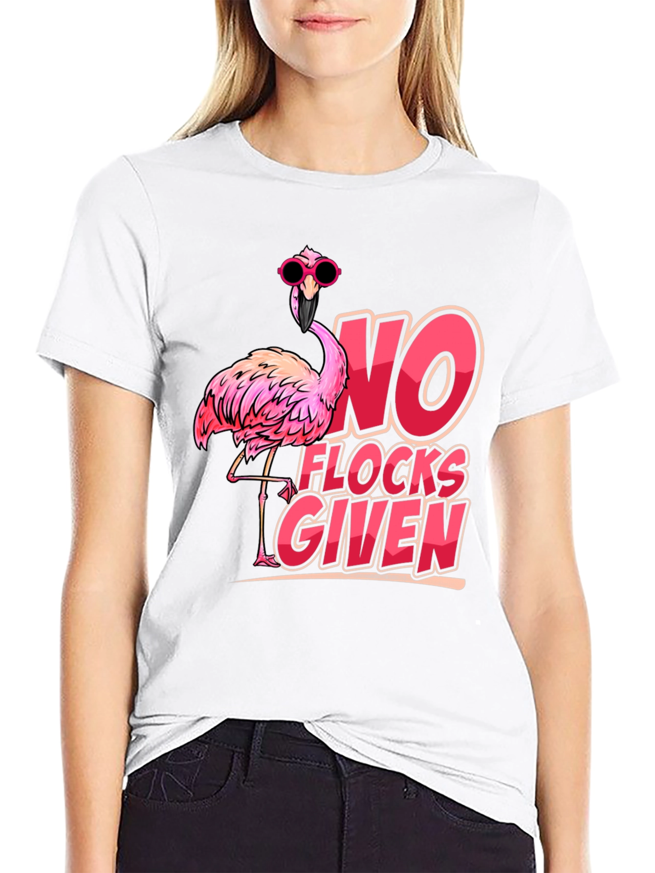 Funny Flamingo T-Shirt - No Flocks Given
