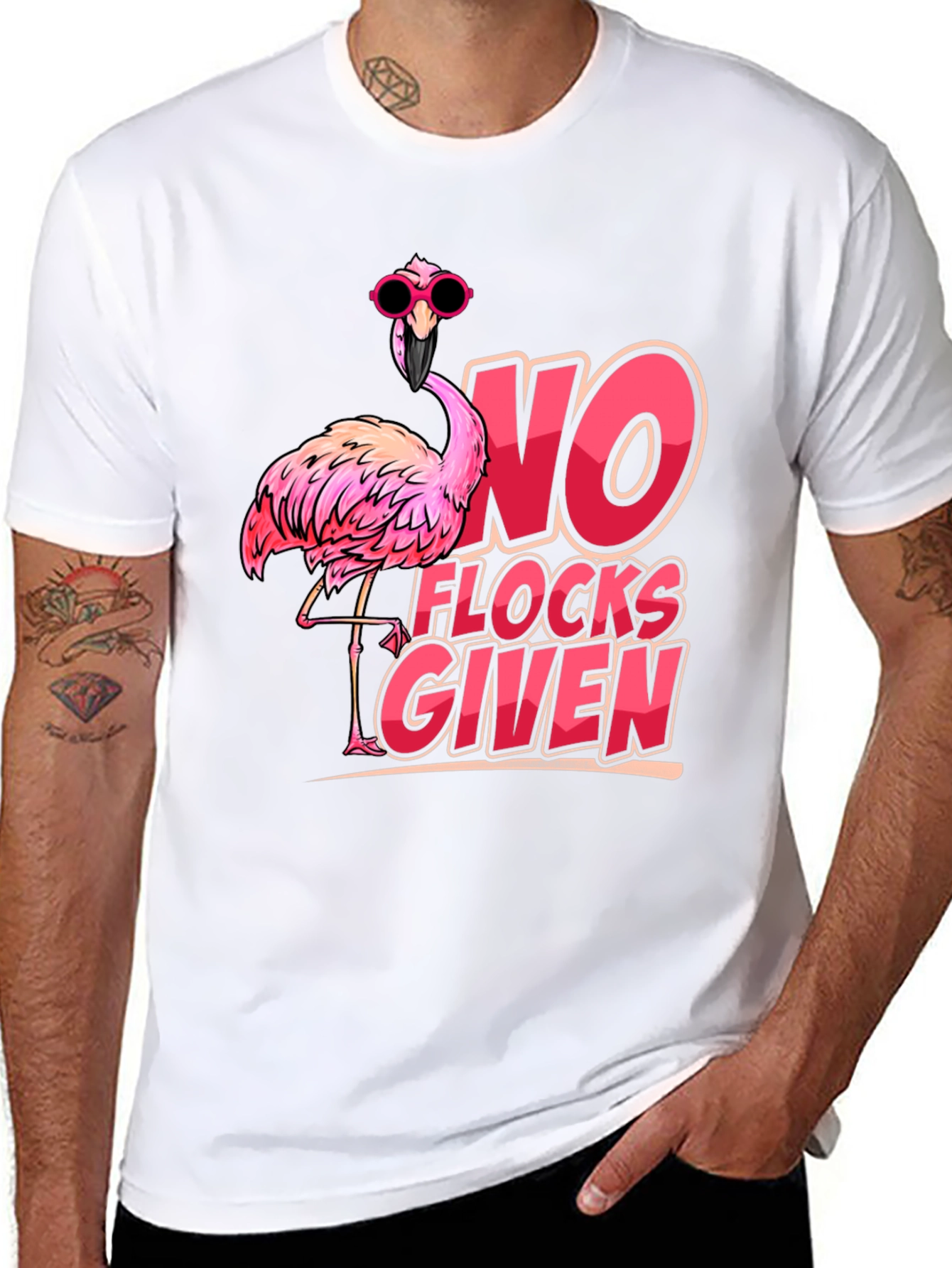 Funny Flamingo T-Shirt - No Flocks Given