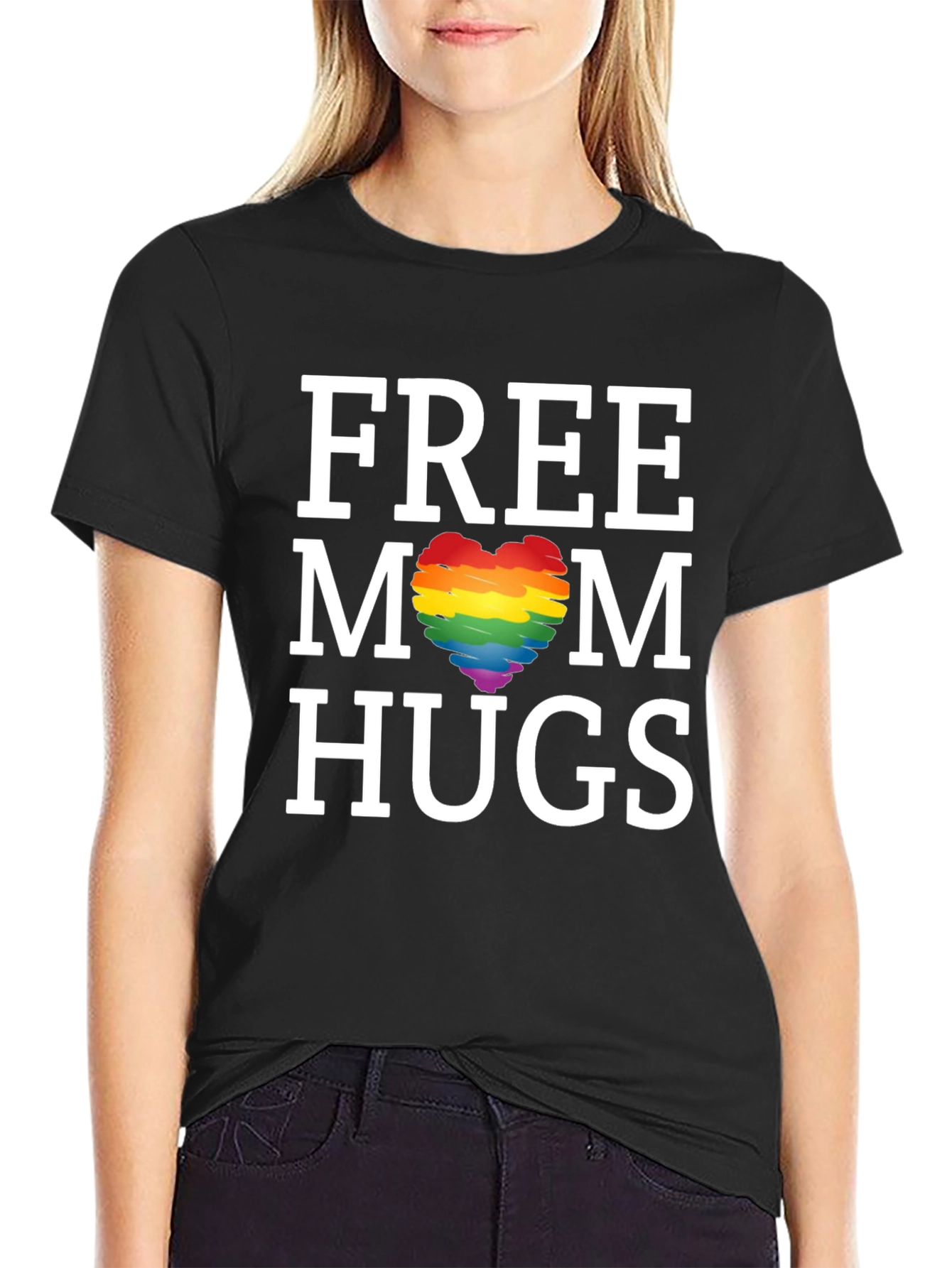 Free Mom Hugs LGBT Pride Heart Tee