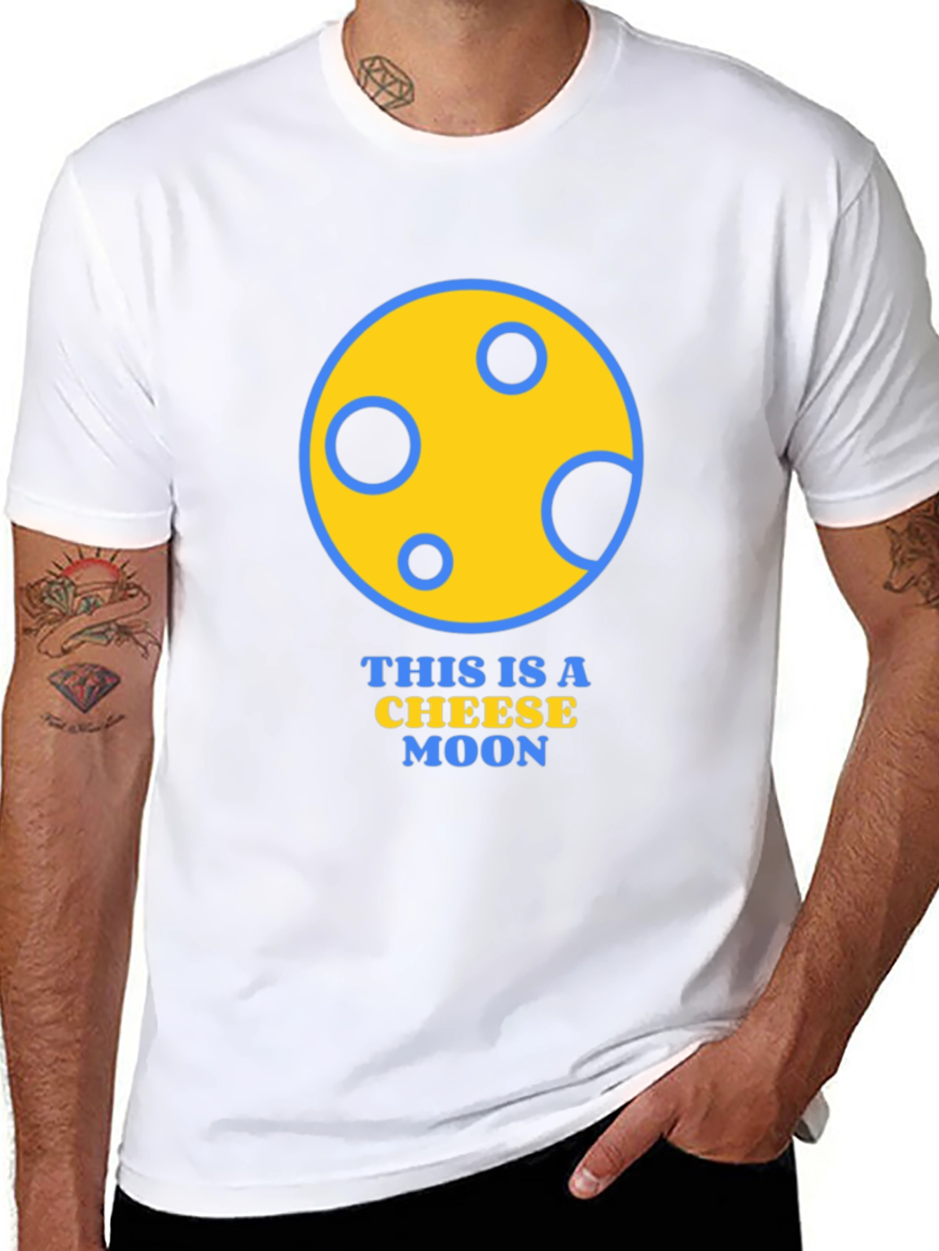 Cheese Moon Graphic T-Shirt - Funny Novelty Tee