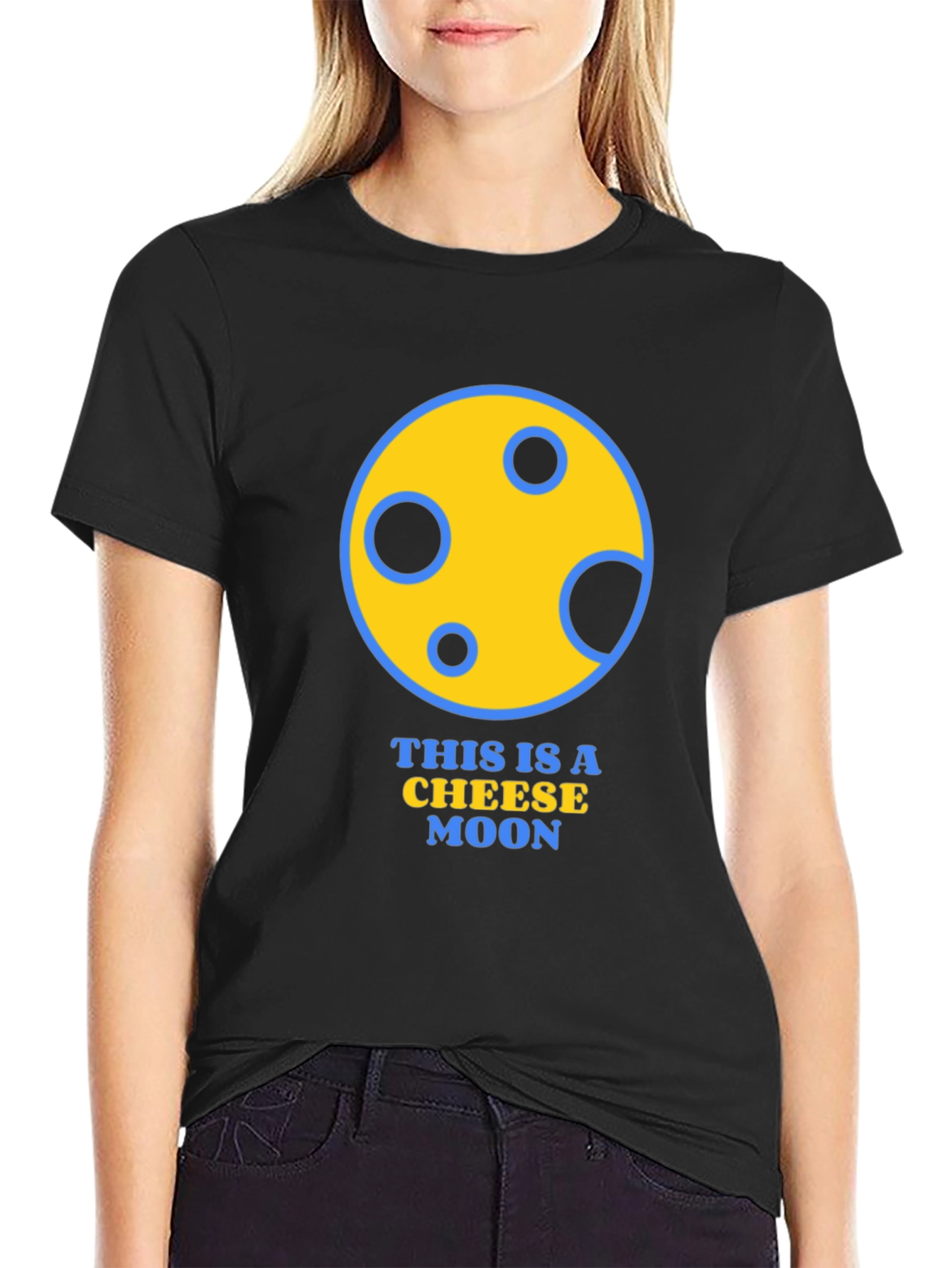 Cheese Moon Graphic T-Shirt - Funny Novelty Tee