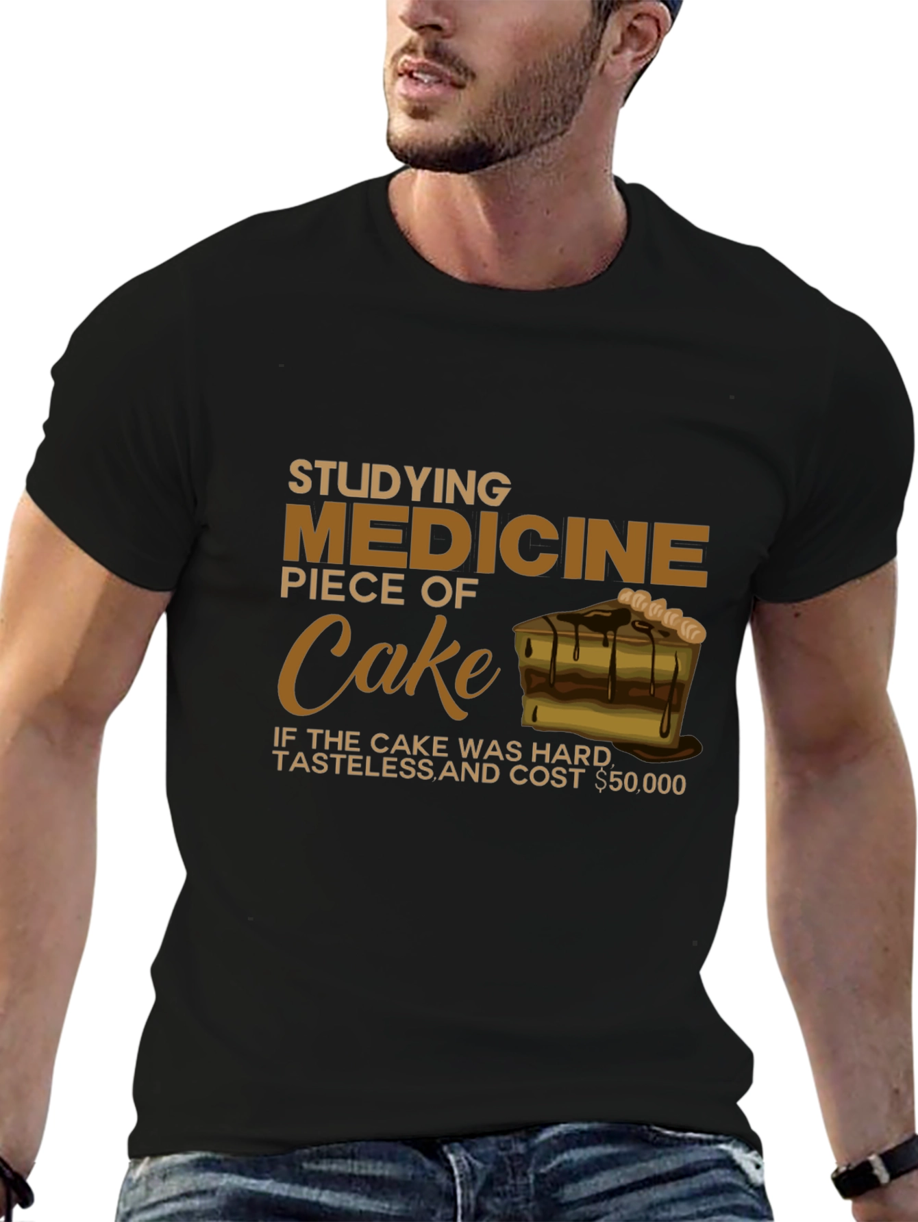 Studying Medicine Piece of Cake Black T-Shirt
