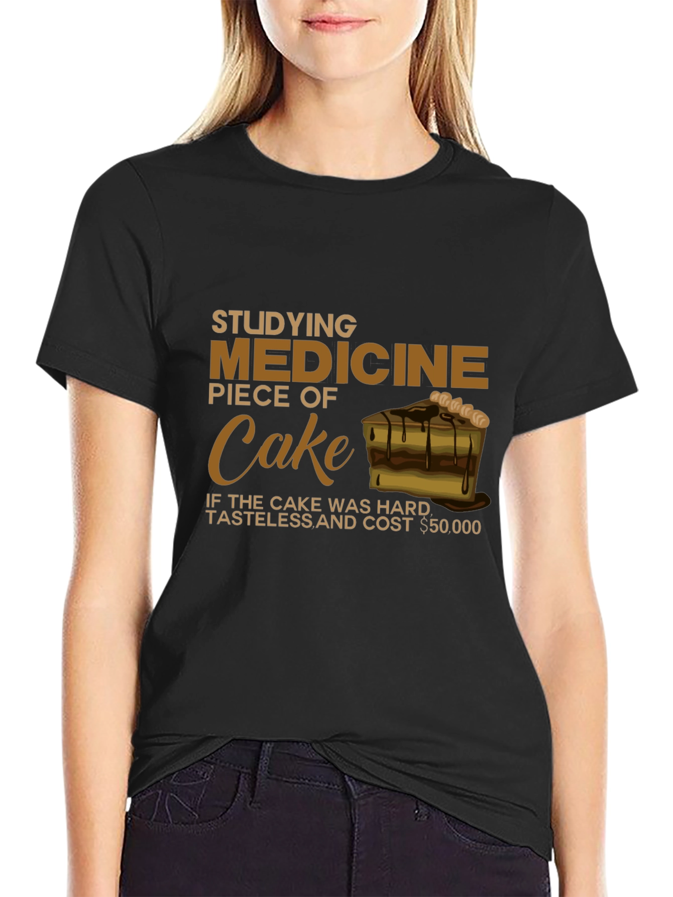 Studying Medicine Piece of Cake Black T-Shirt