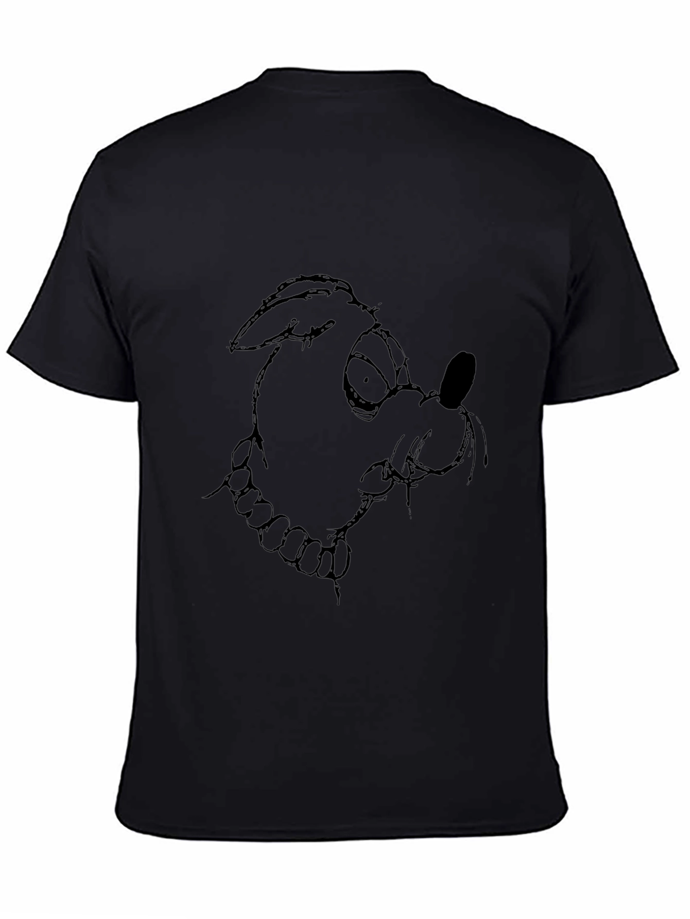 Mens Black T-Shirt with Cartoon Dog Graphic
