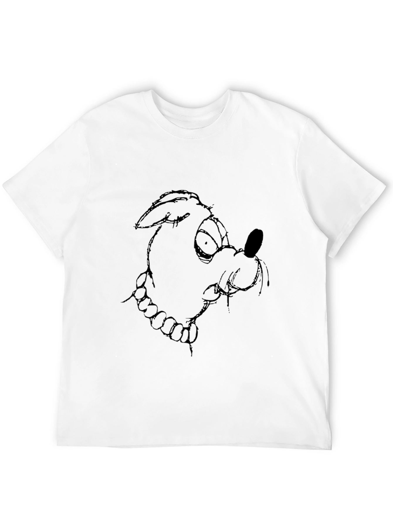 Mens Black T-Shirt with Cartoon Dog Graphic