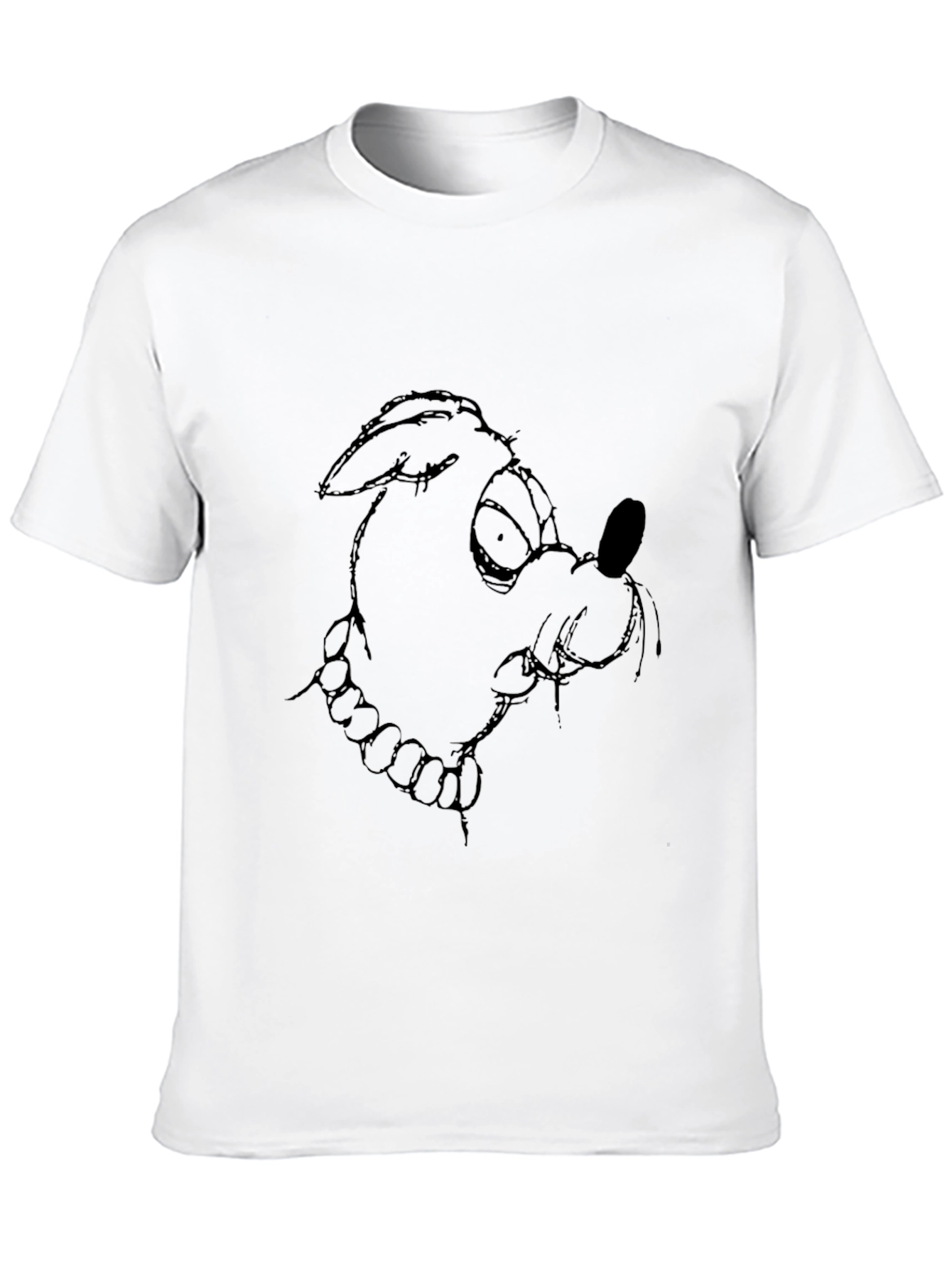 Mens Black T-Shirt with Cartoon Dog Graphic