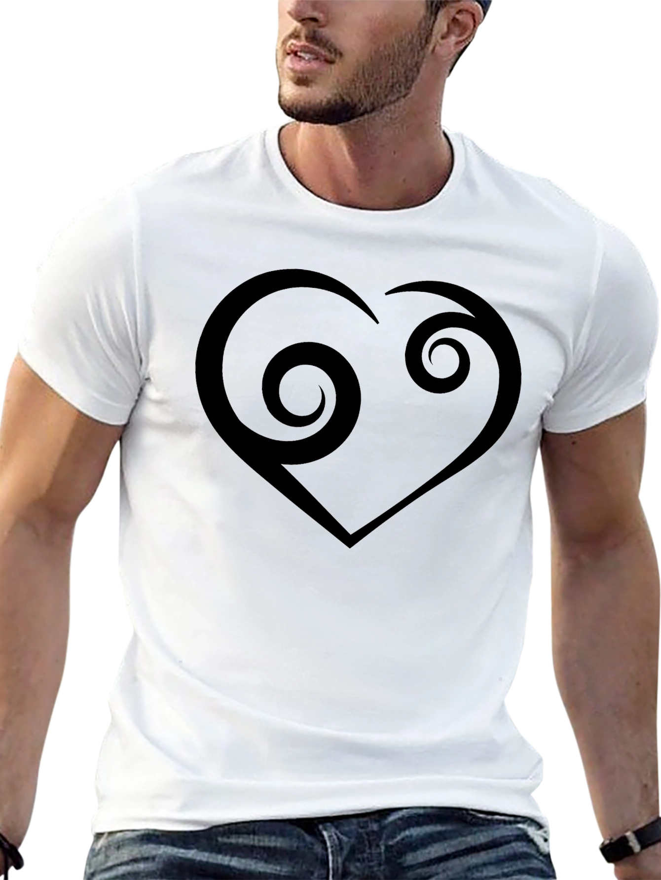 Swirl Heart Graphic Black T-Shirt - Modern Casual Tee
