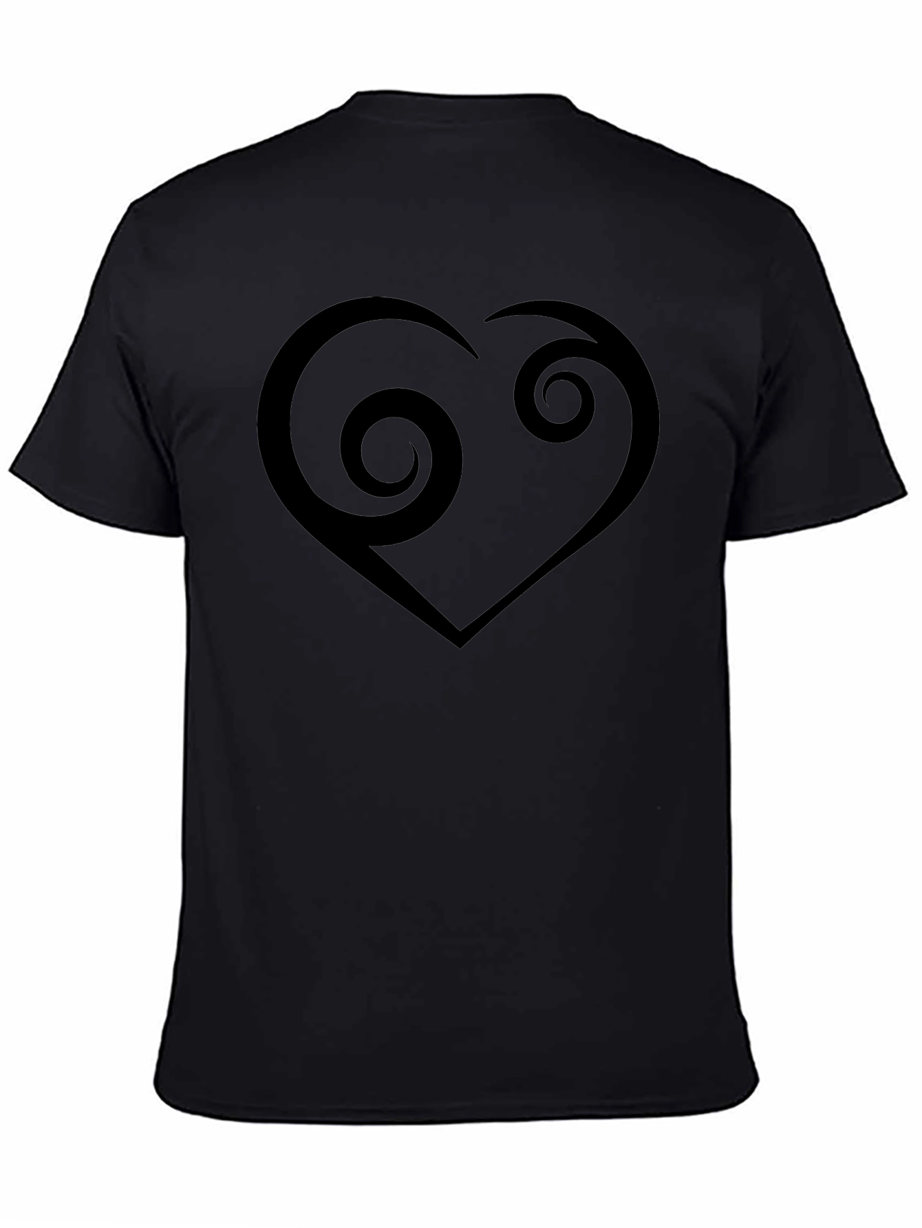 Swirl Heart Graphic Black T-Shirt - Modern Casual Tee