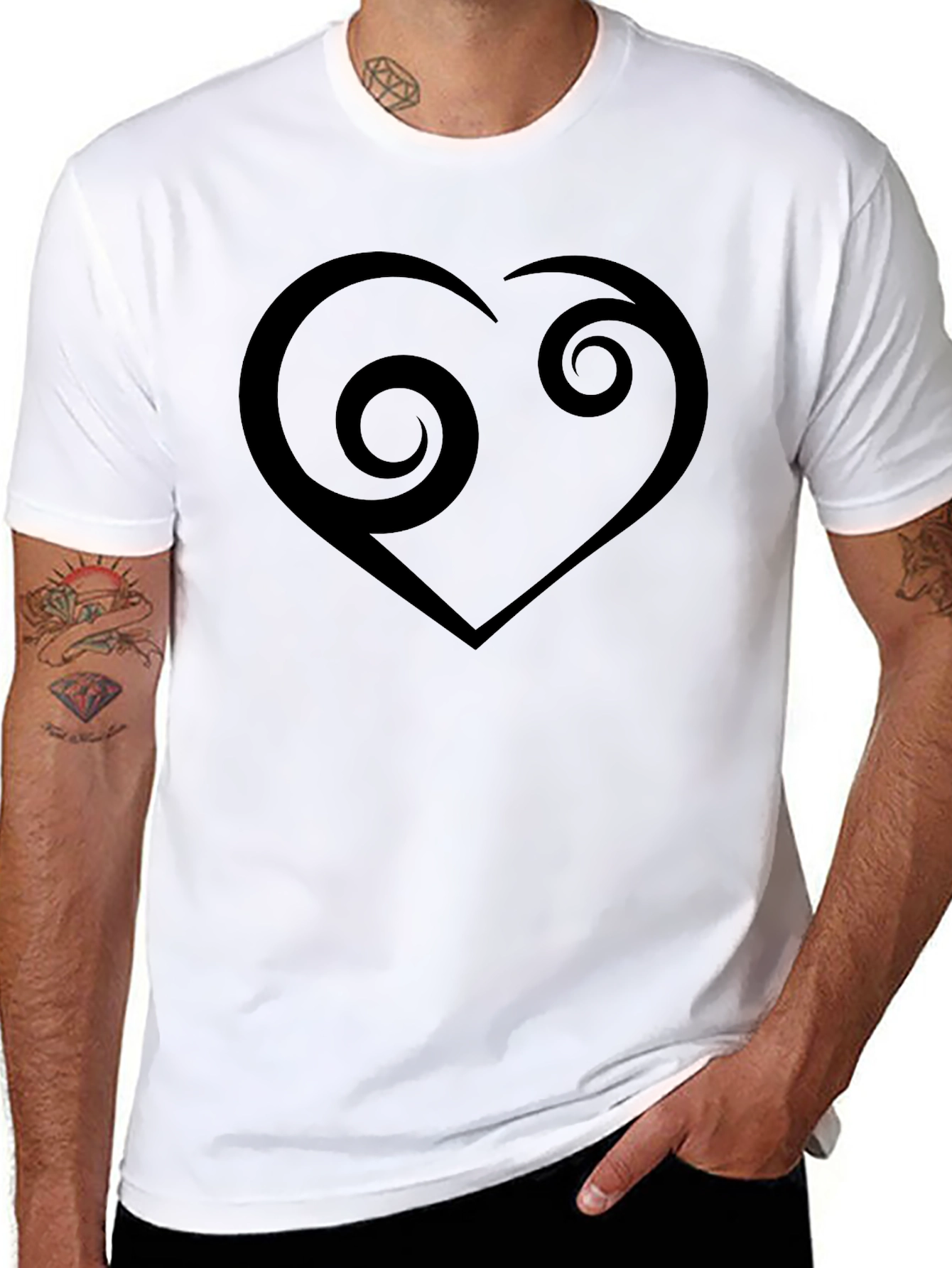Swirl Heart Graphic Black T-Shirt - Modern Casual Tee