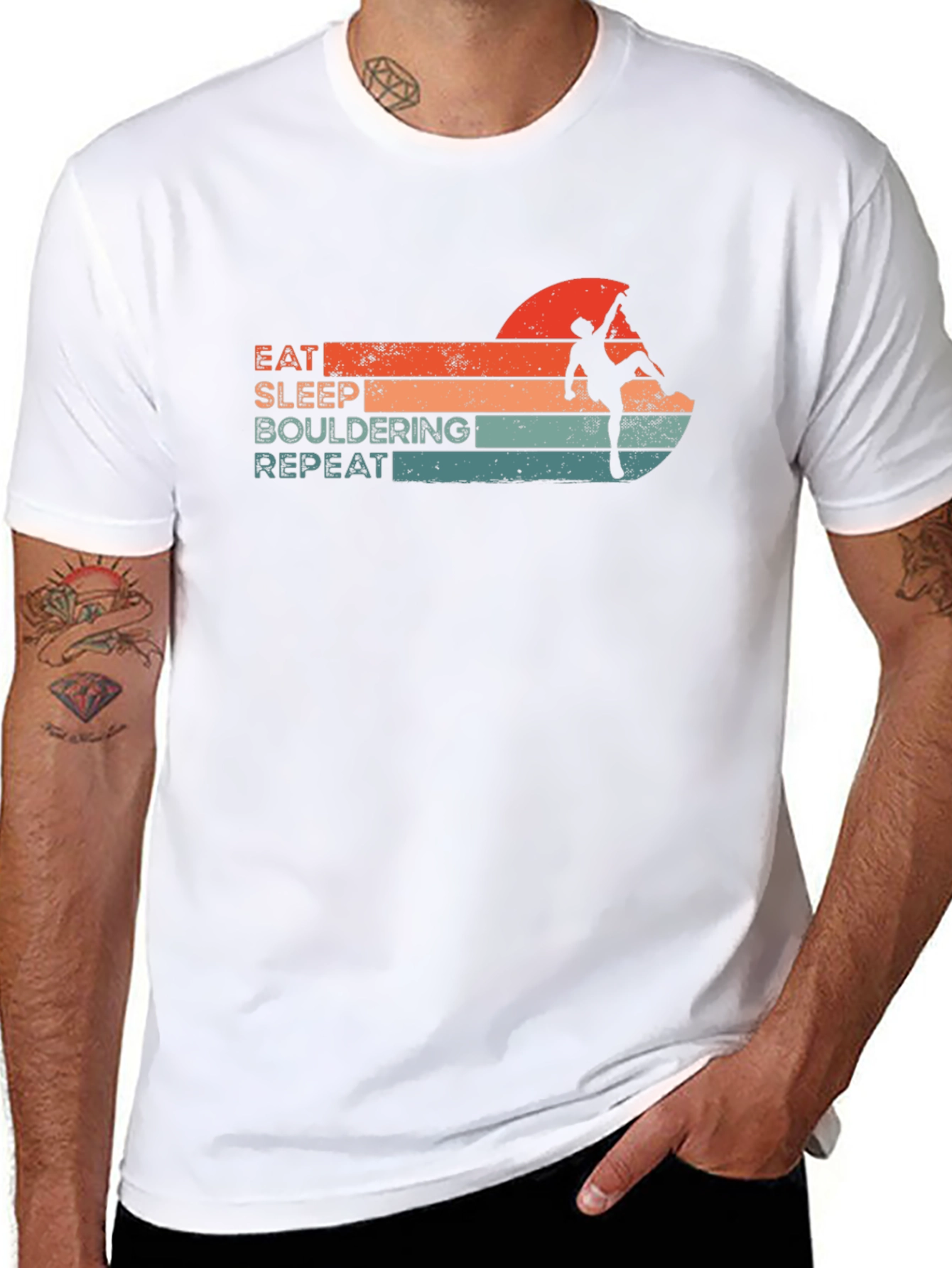 Eat Sleep Bouldering Repeat Graphic Tee