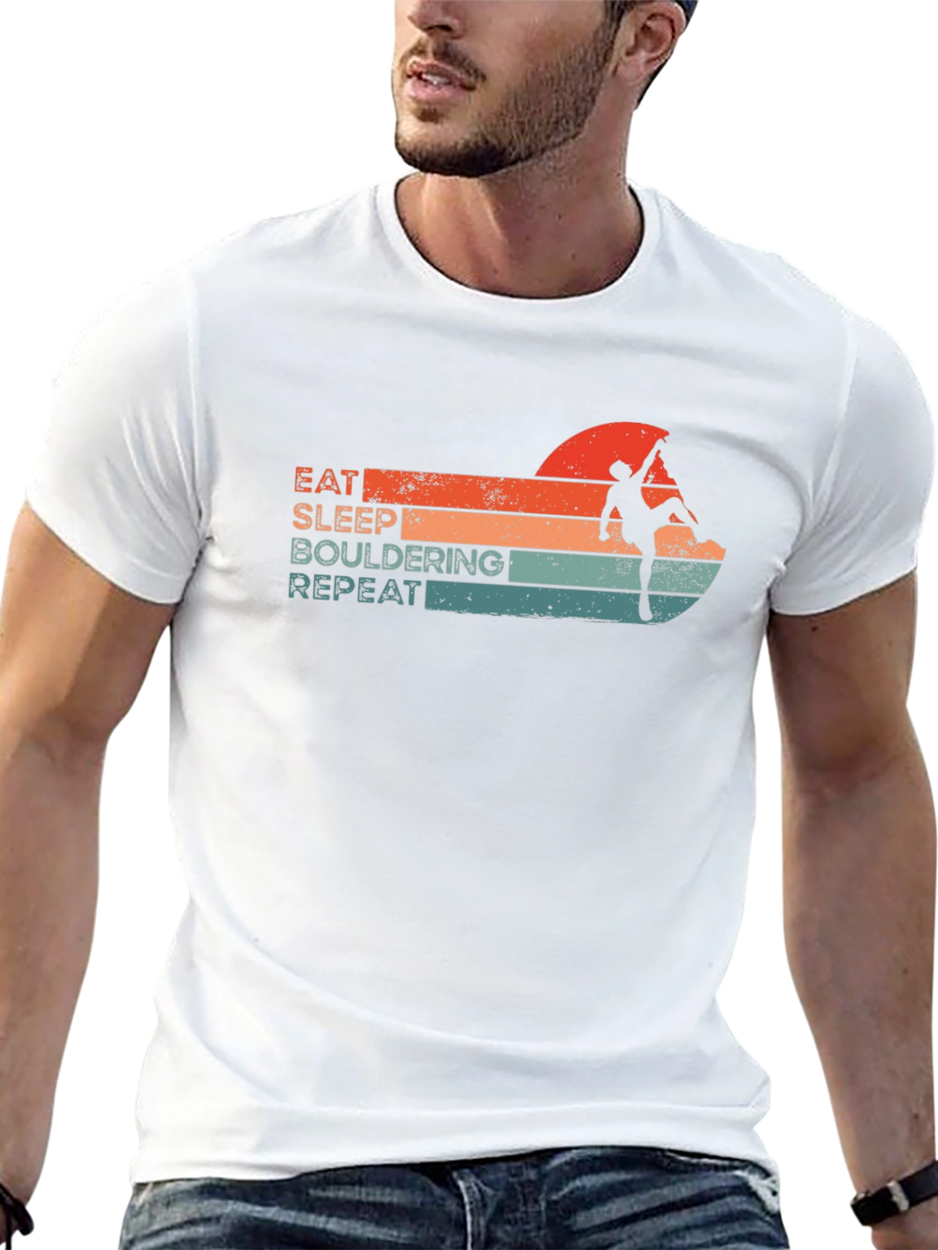 Eat Sleep Bouldering Repeat Graphic Tee