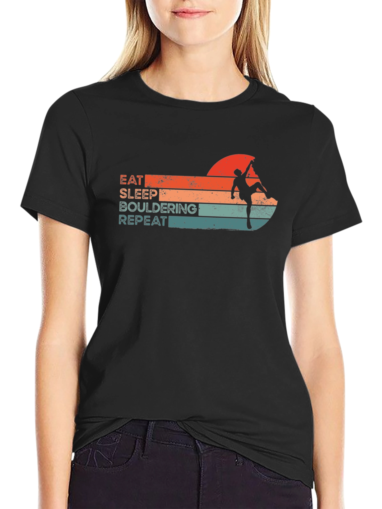 Eat Sleep Bouldering Repeat Graphic Tee